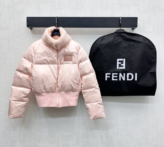 Fendi Detachable Fur Collar Padded Down Jacket Lightweight Warm Coat 1 Fendi Detachable Fur Collar Padded Down Jacket Lightweight Warm Coat