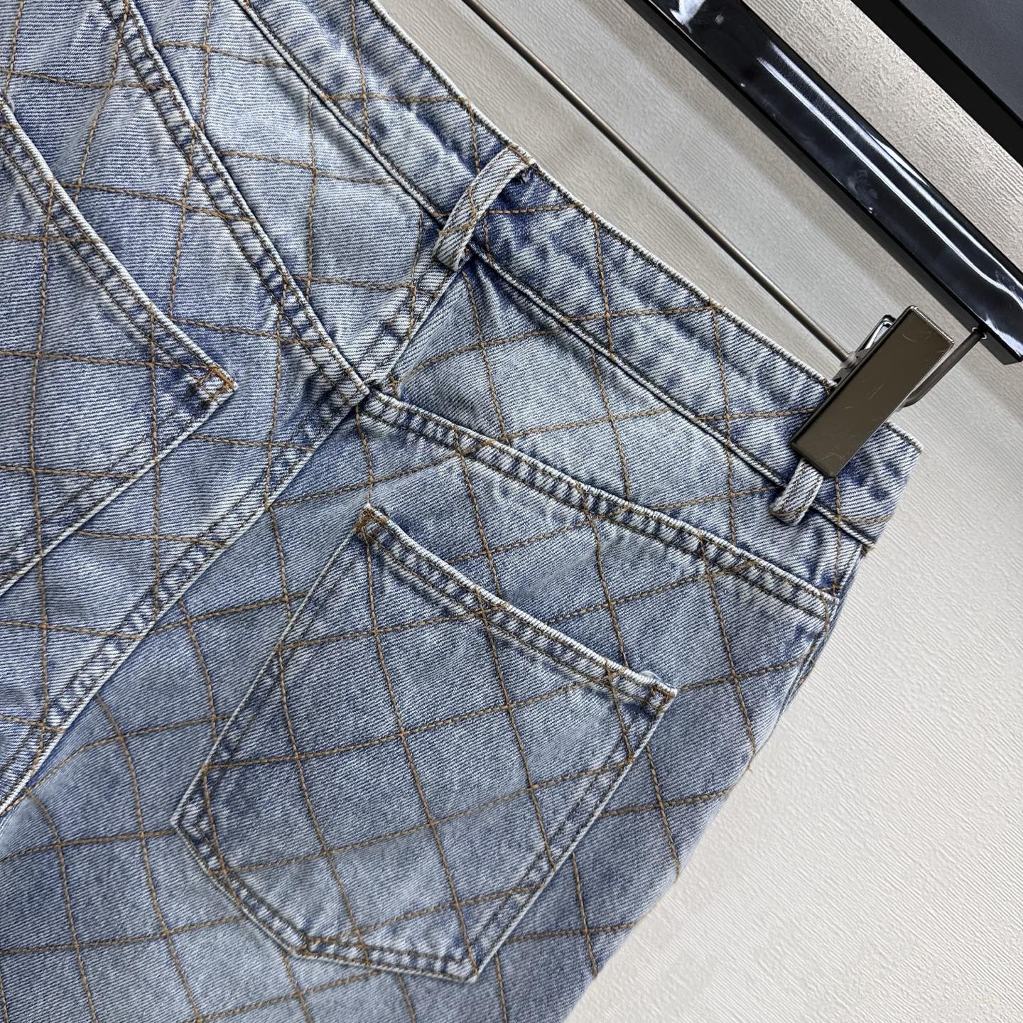 Chanel Blue Diamond Stitch Straight Leg Jeans