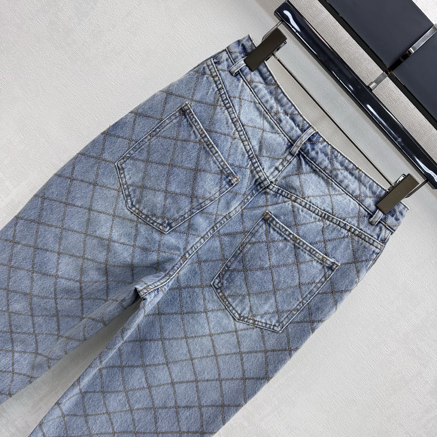 Chanel Blue Diamond Stitch Straight Leg Jeans