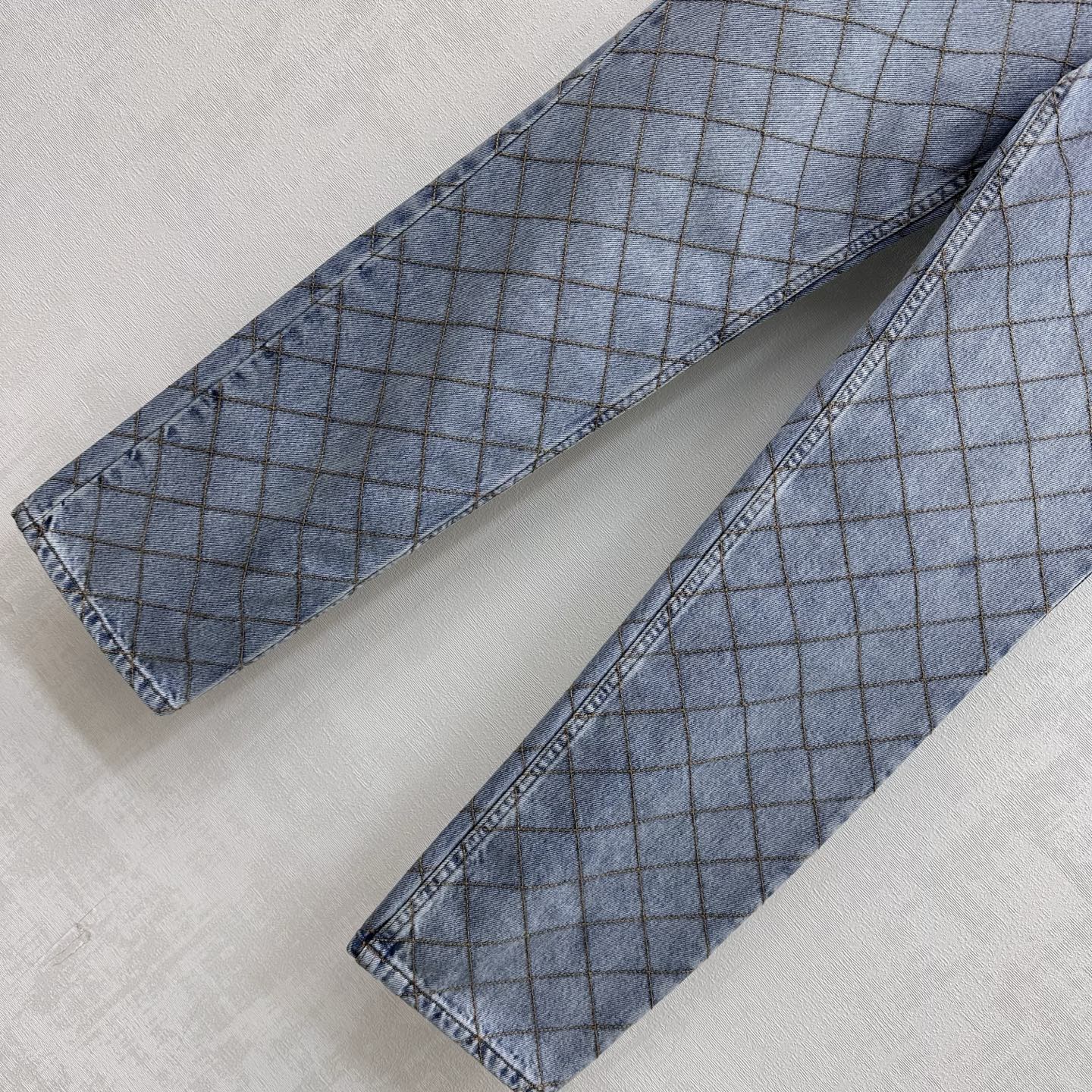 Chanel Blue Diamond Stitch Straight Leg Jeans