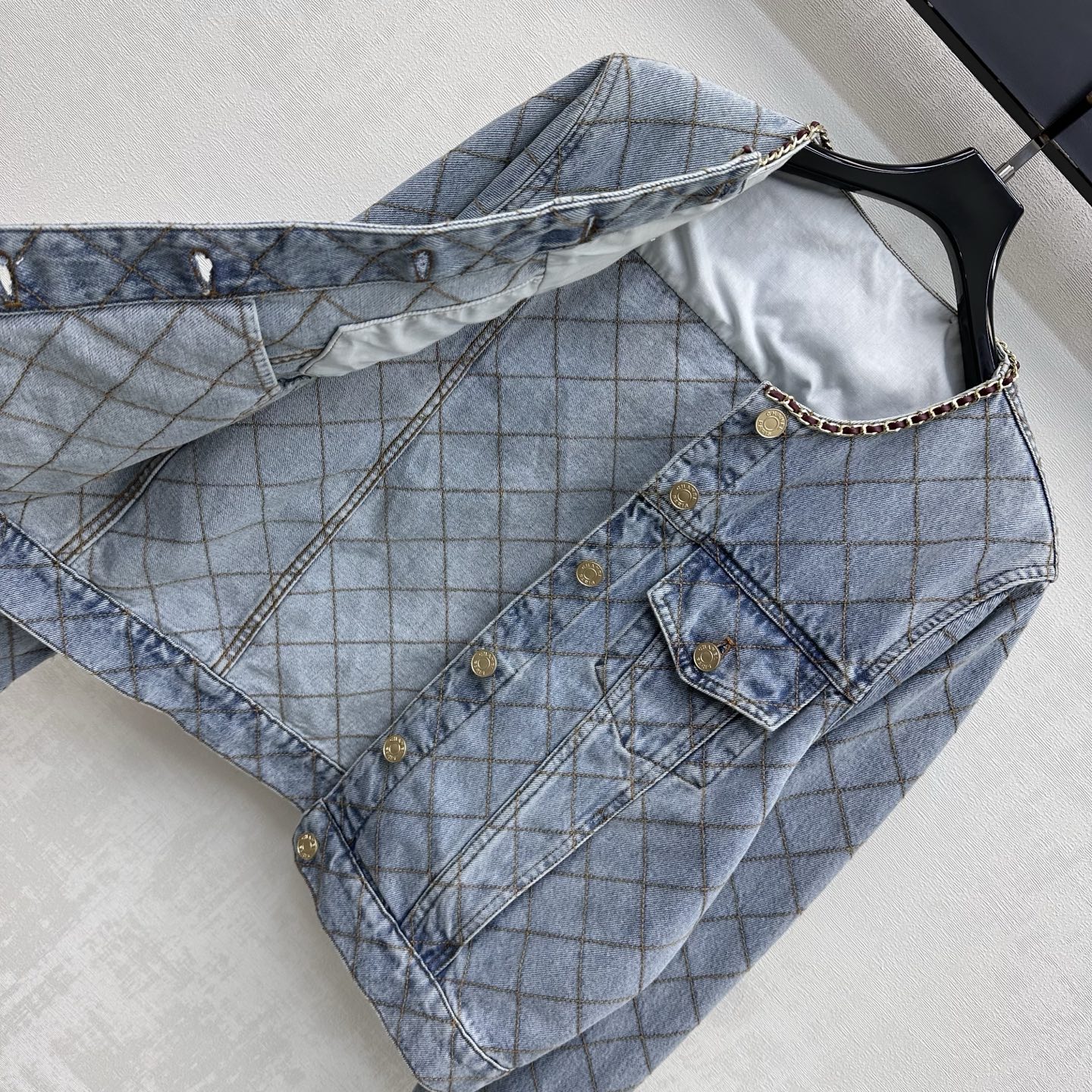 Chanel Diamond Stitch Chain Trim Cropped Jacket