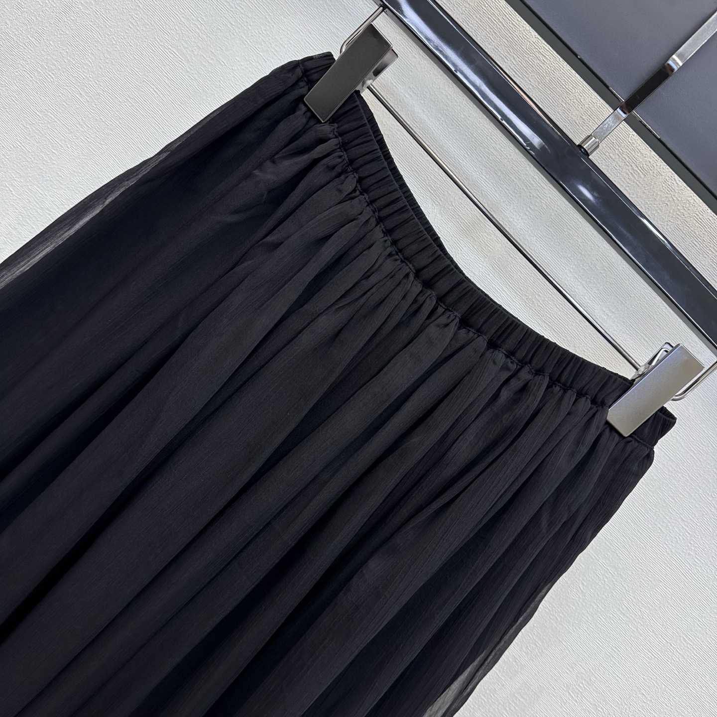 DIOR Black Chiffon Flowy Midi Skirt