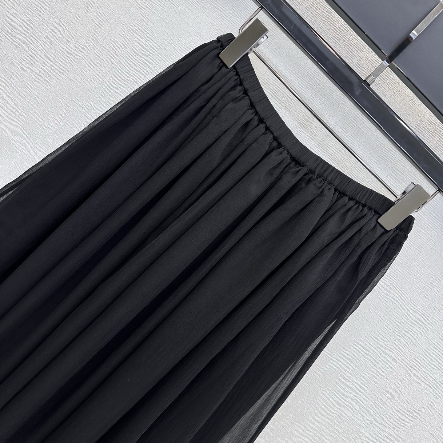 DIOR Black Chiffon Flowy Midi Skirt
