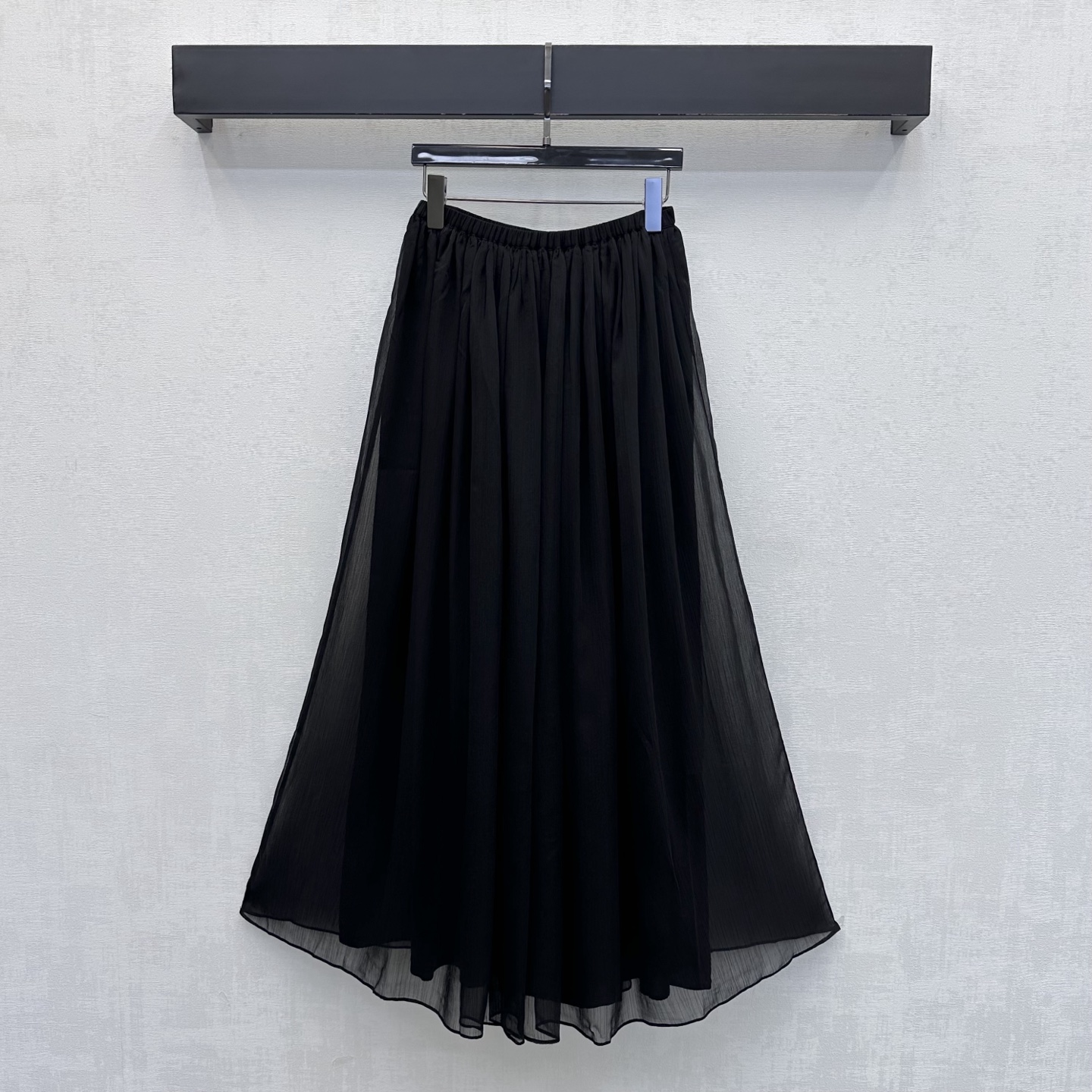DIOR Black Chiffon Flowy Midi Skirt