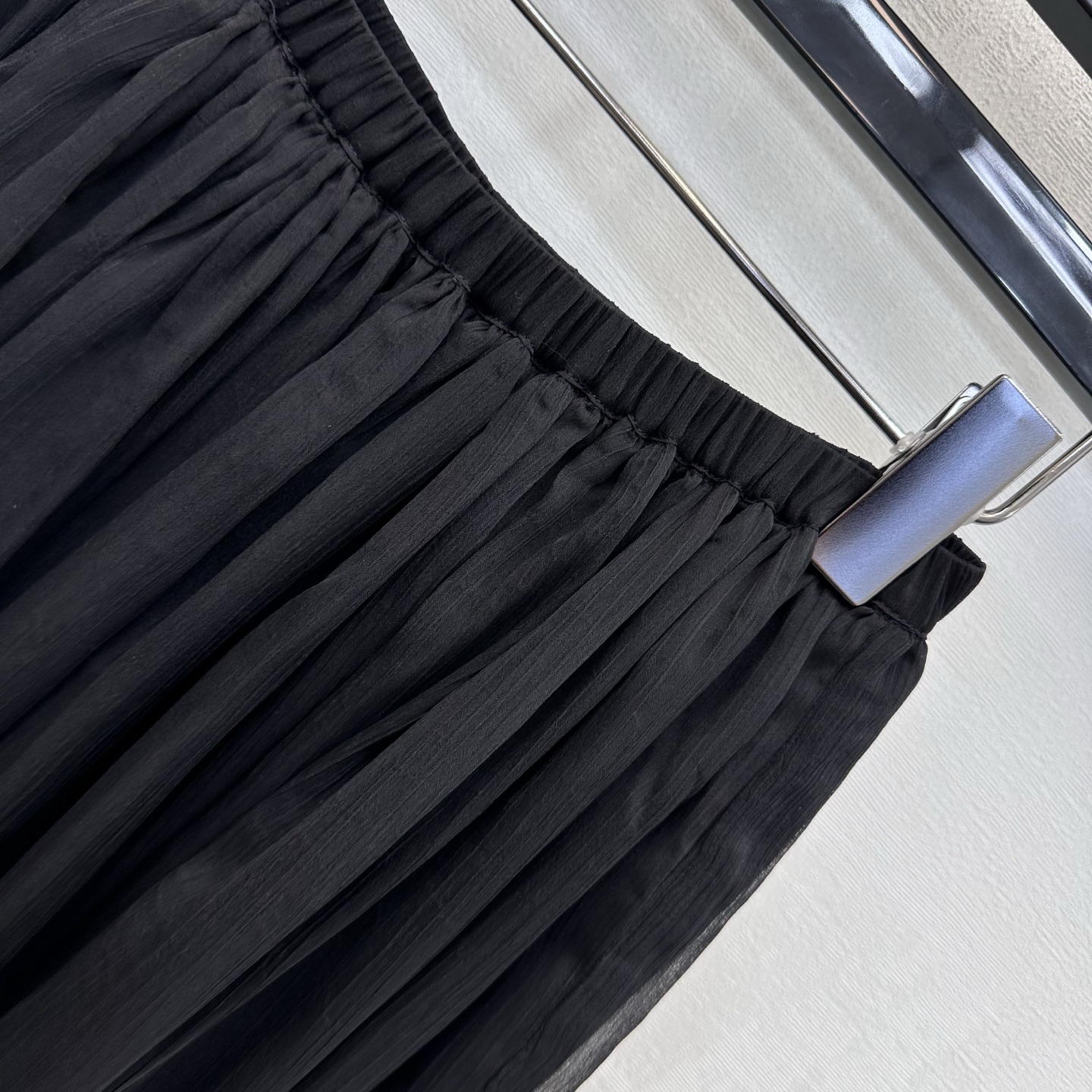 DIOR Black Chiffon Flowy Midi Skirt