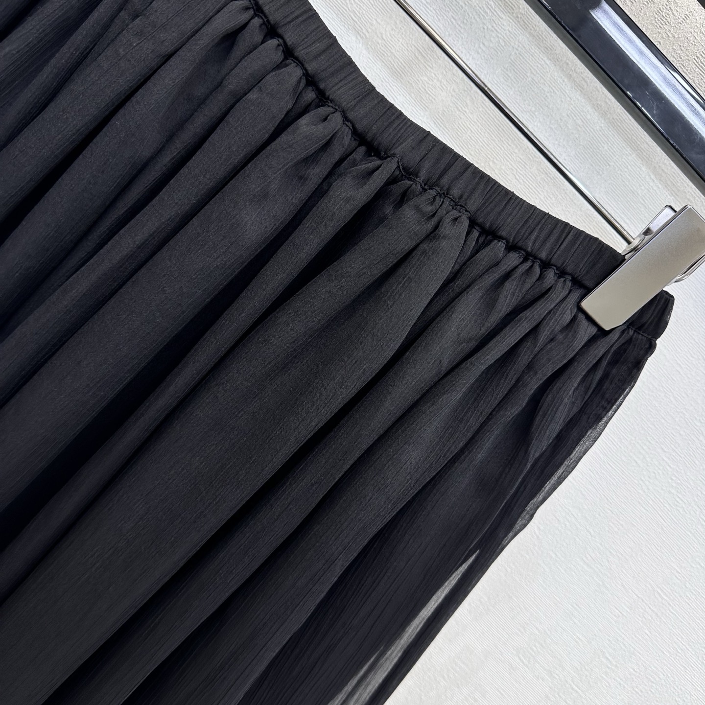 DIOR Black Chiffon Flowy Midi Skirt
