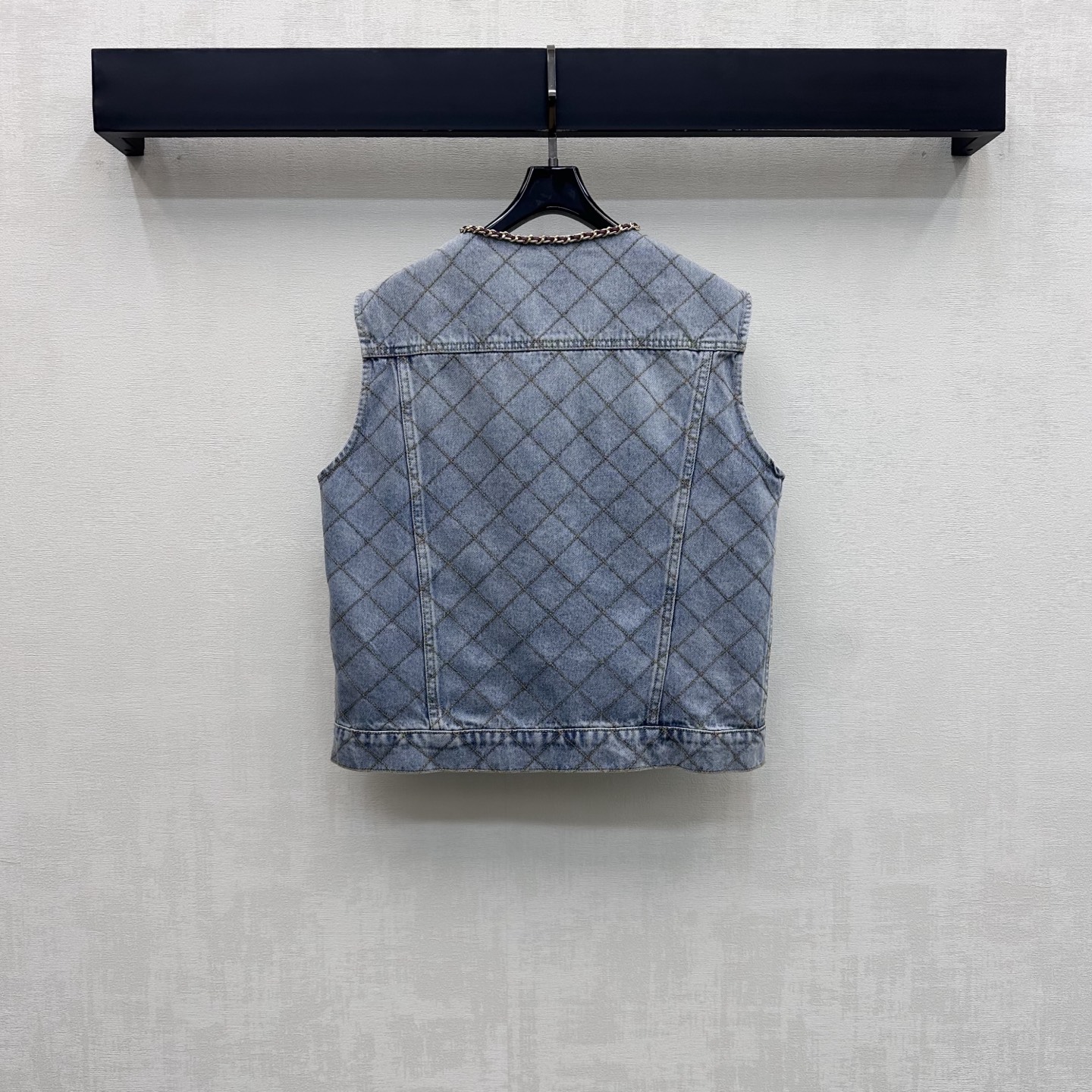 Chanel Diamond Stitch Chain Trim Denim Vest