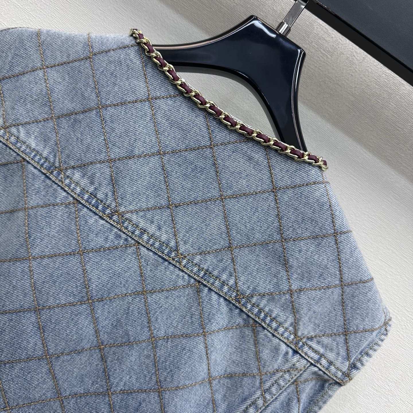 Chanel Diamond Stitch Chain Trim Denim Vest