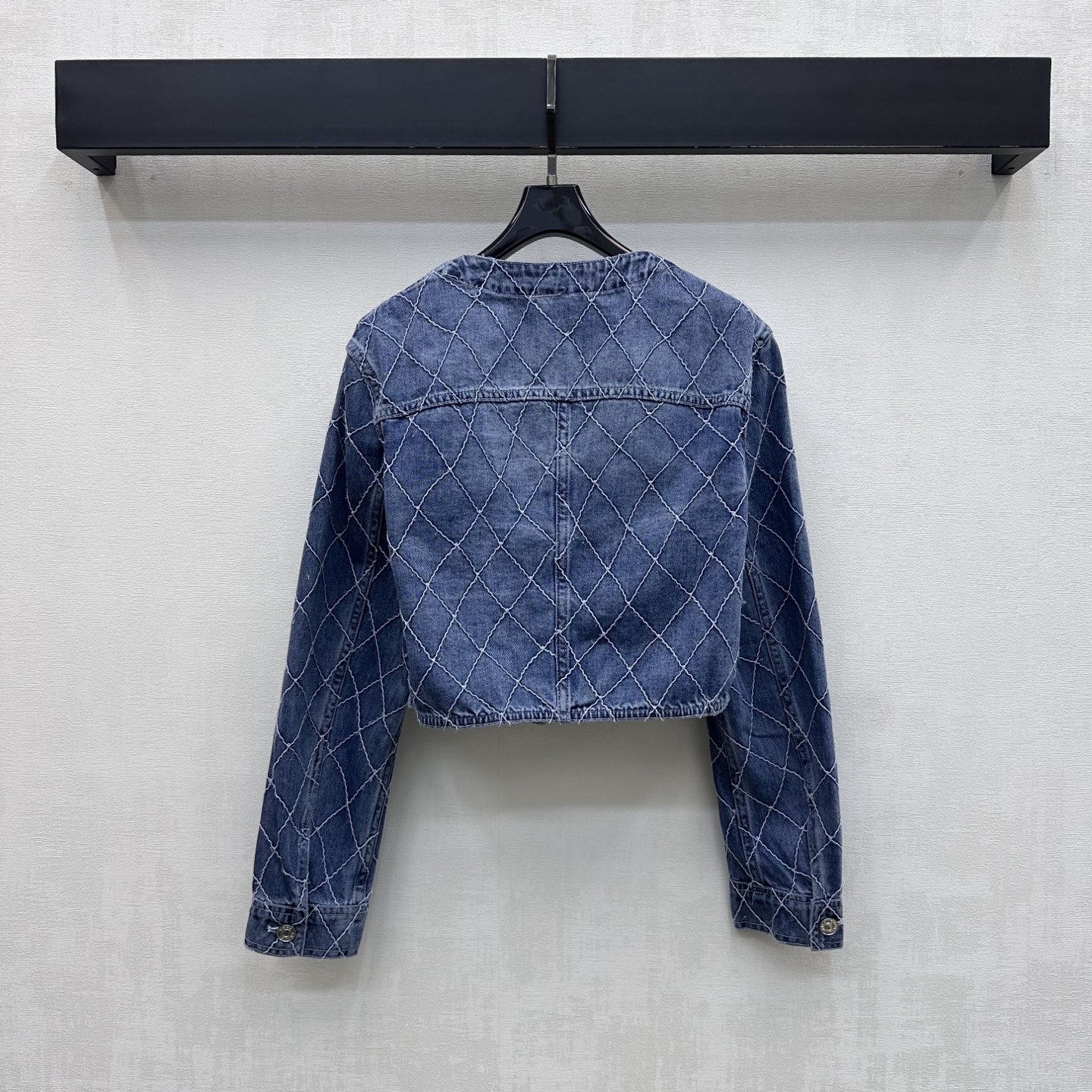 Chanel Blue Diamond Stitch Cropped Denim Jacket