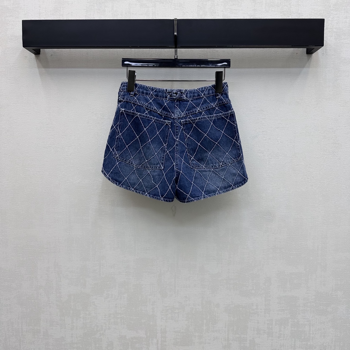 Chanel Dark Blue Diamond Stitch Denim Shorts