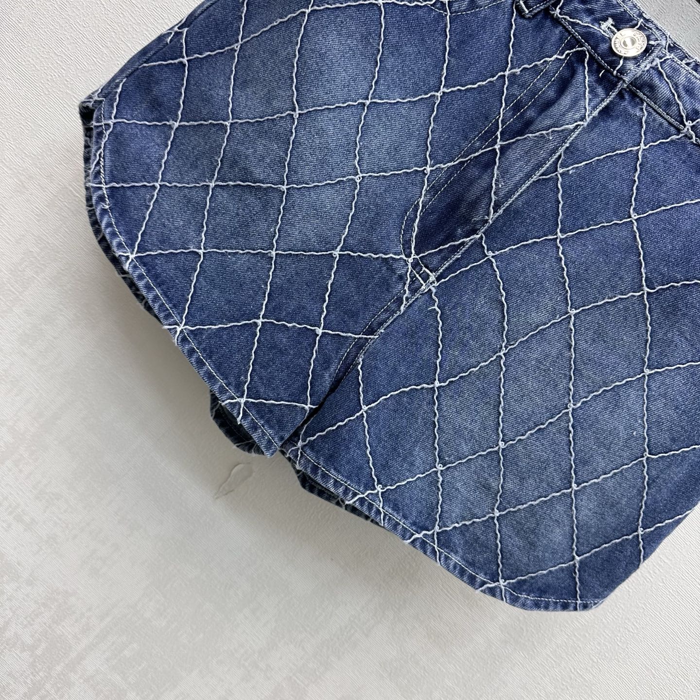 Chanel Dark Blue Diamond Stitch Denim Shorts