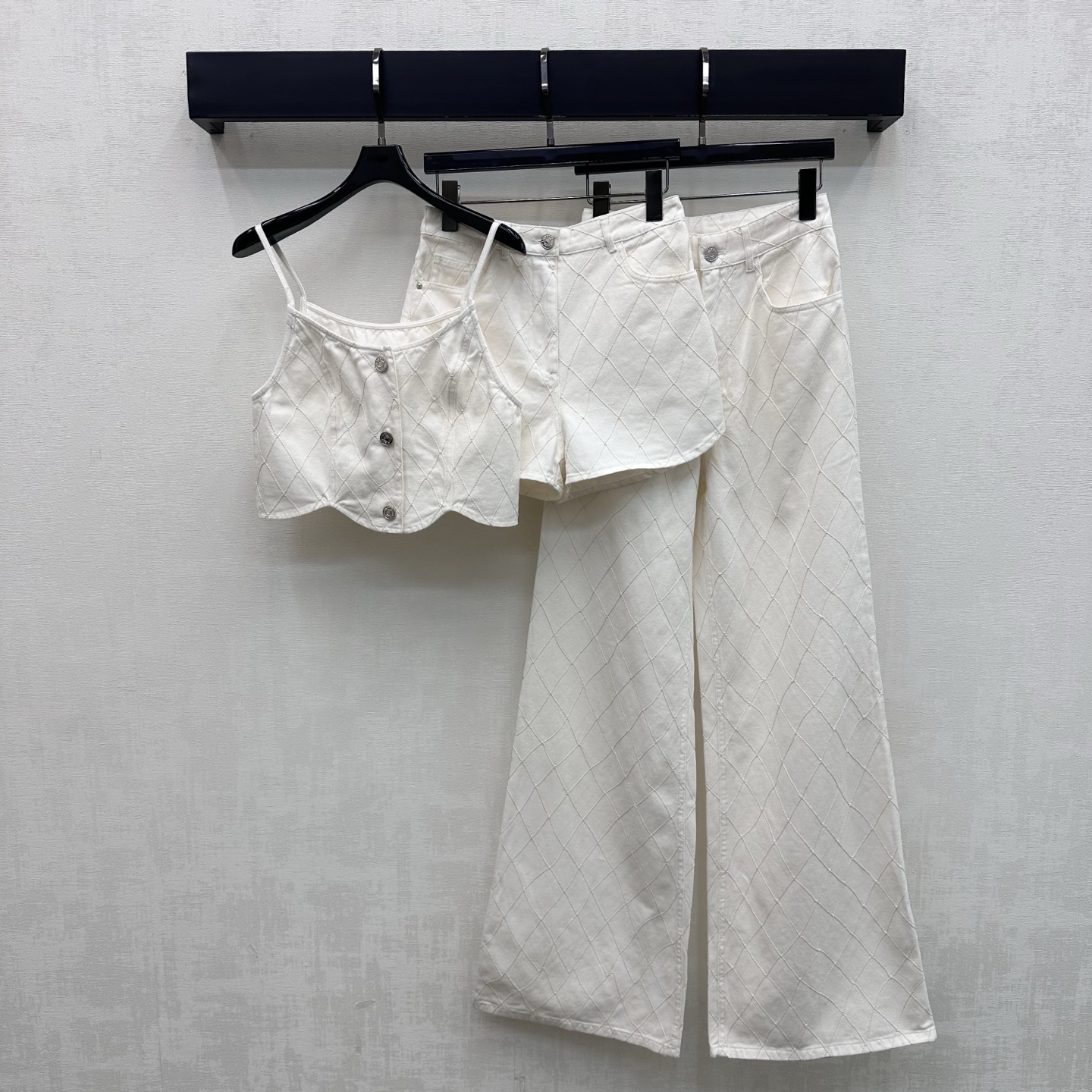 Chanel White Diamond Stitch Camisole Top