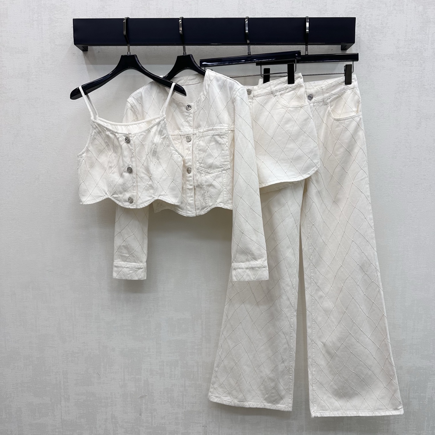 Chanel White Diamond Stitch Camisole Top