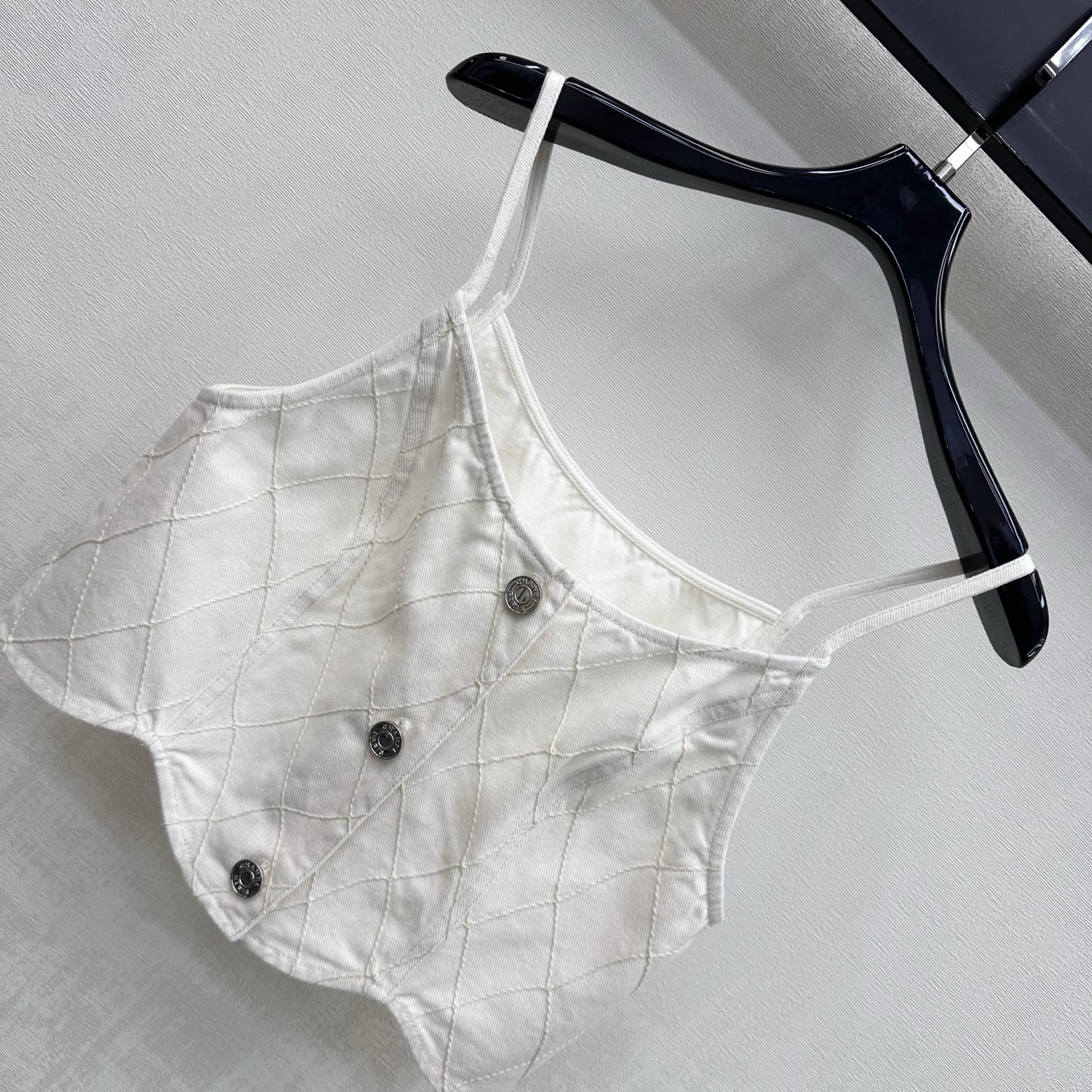 Chanel White Diamond Stitch Camisole Top