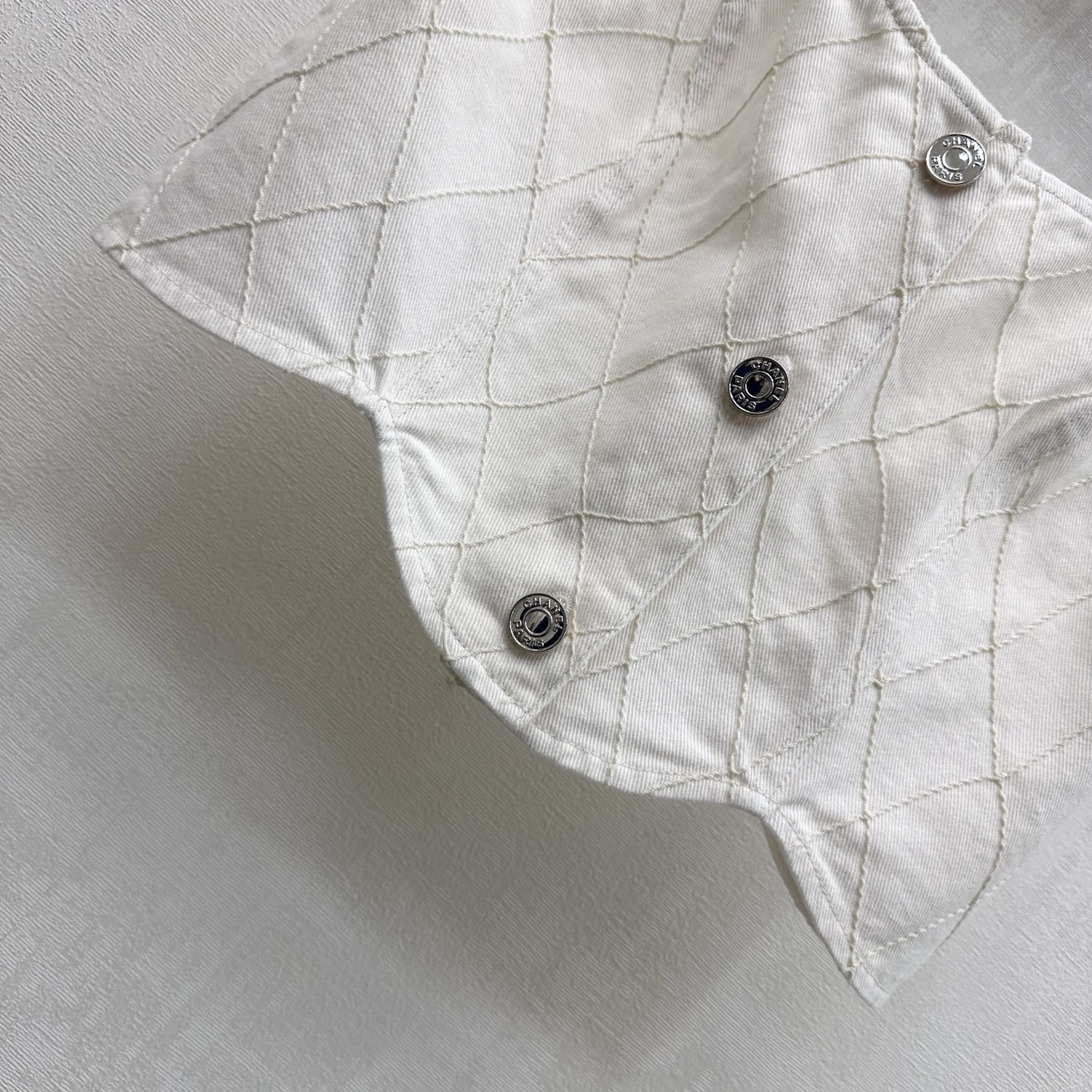 Chanel White Diamond Stitch Camisole Top