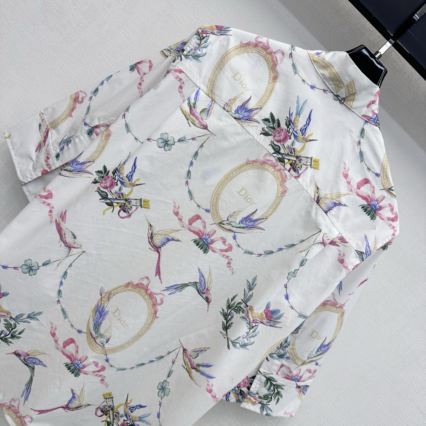 Dior Hummingbird Print Tie Neck Blouse
