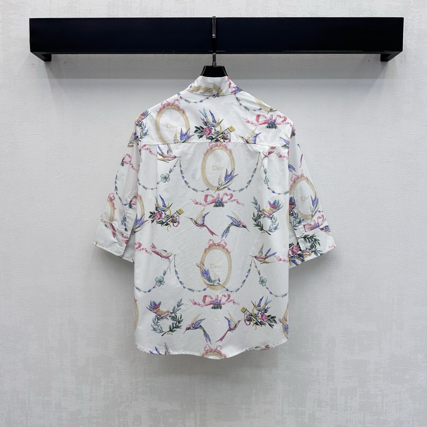 Dior Hummingbird Print Tie Neck Blouse