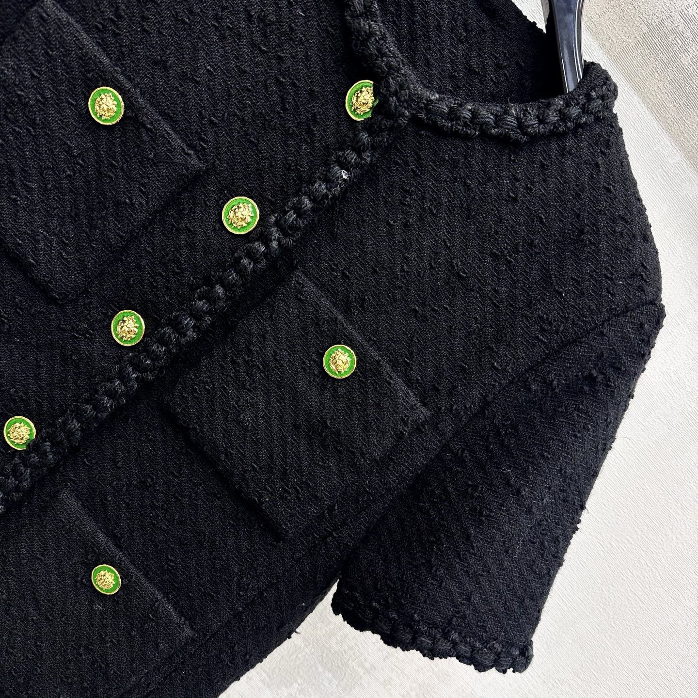 Chanel Black Short Sleeve Tweed Jacket