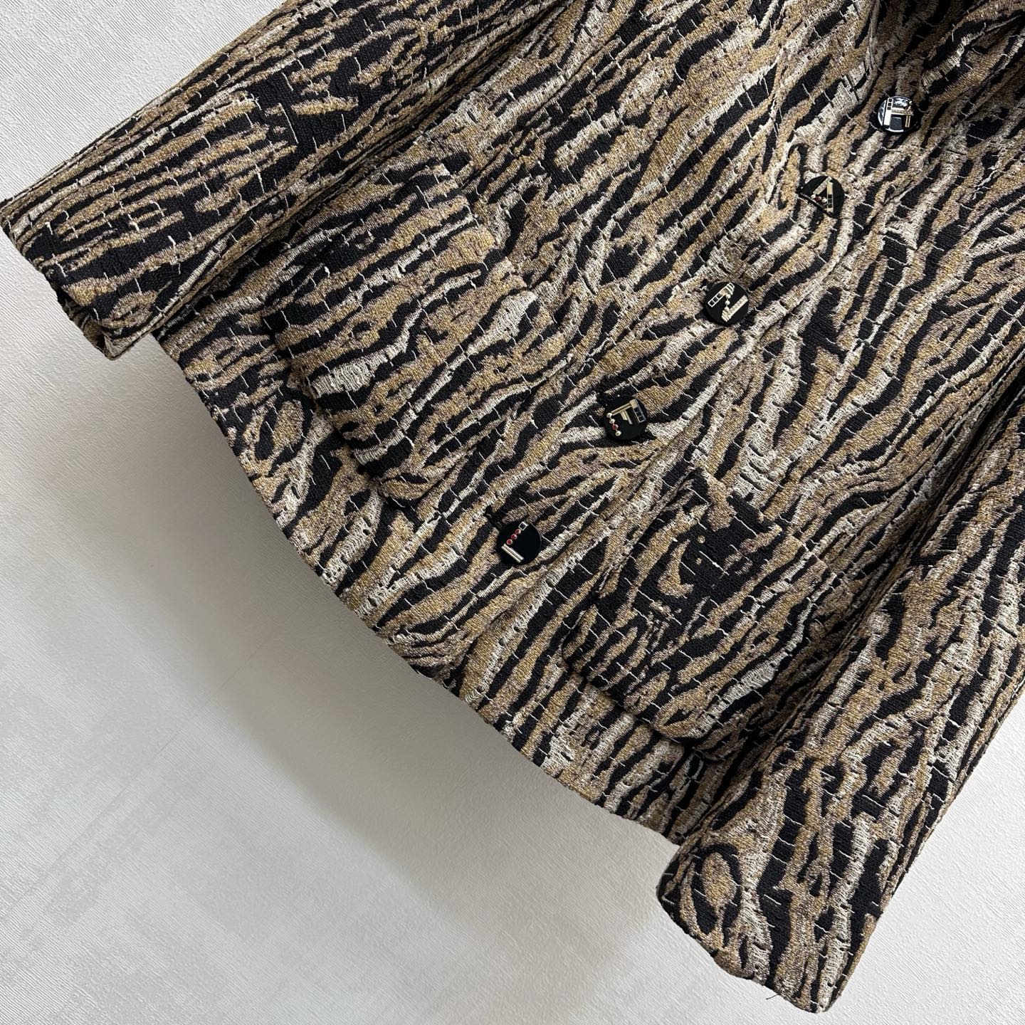 CHANEL Abstract Print Bow Neck Blouse