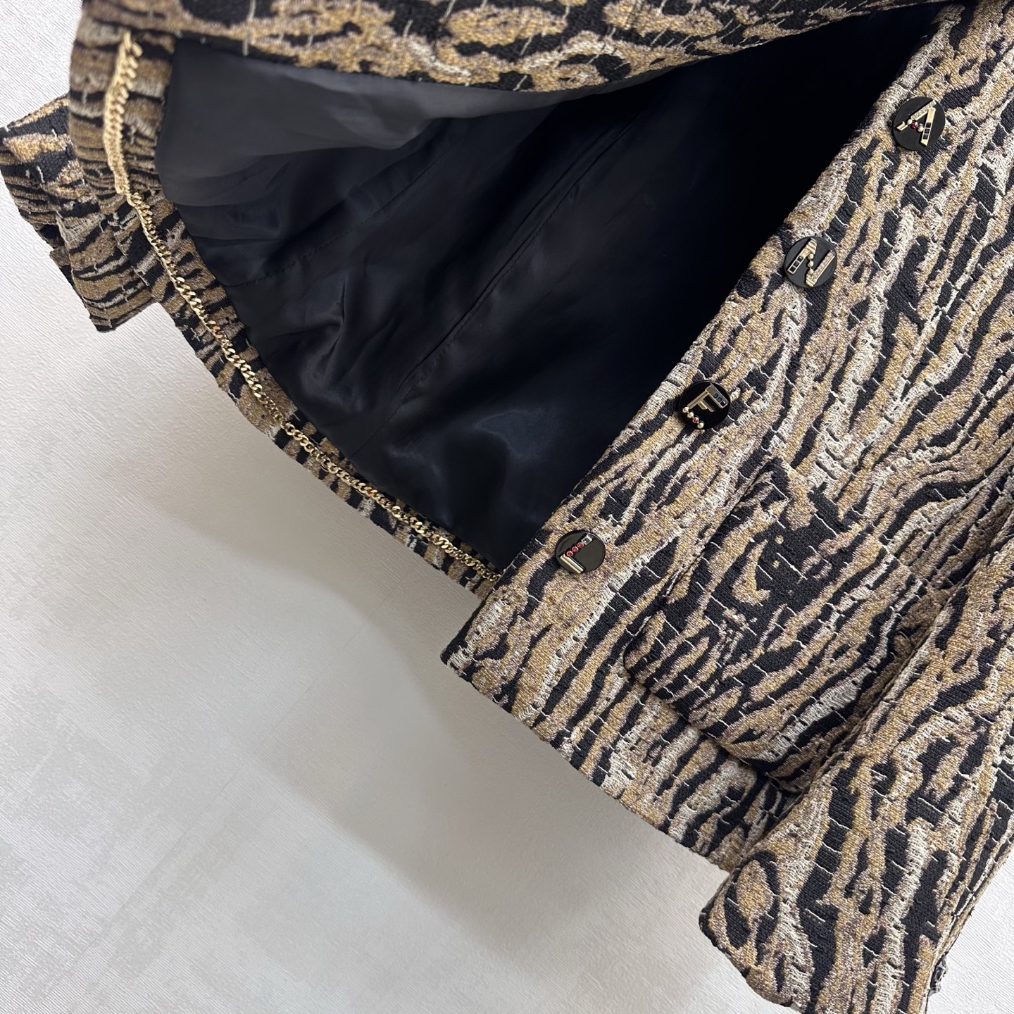 CHANEL Abstract Print Bow Neck Blouse