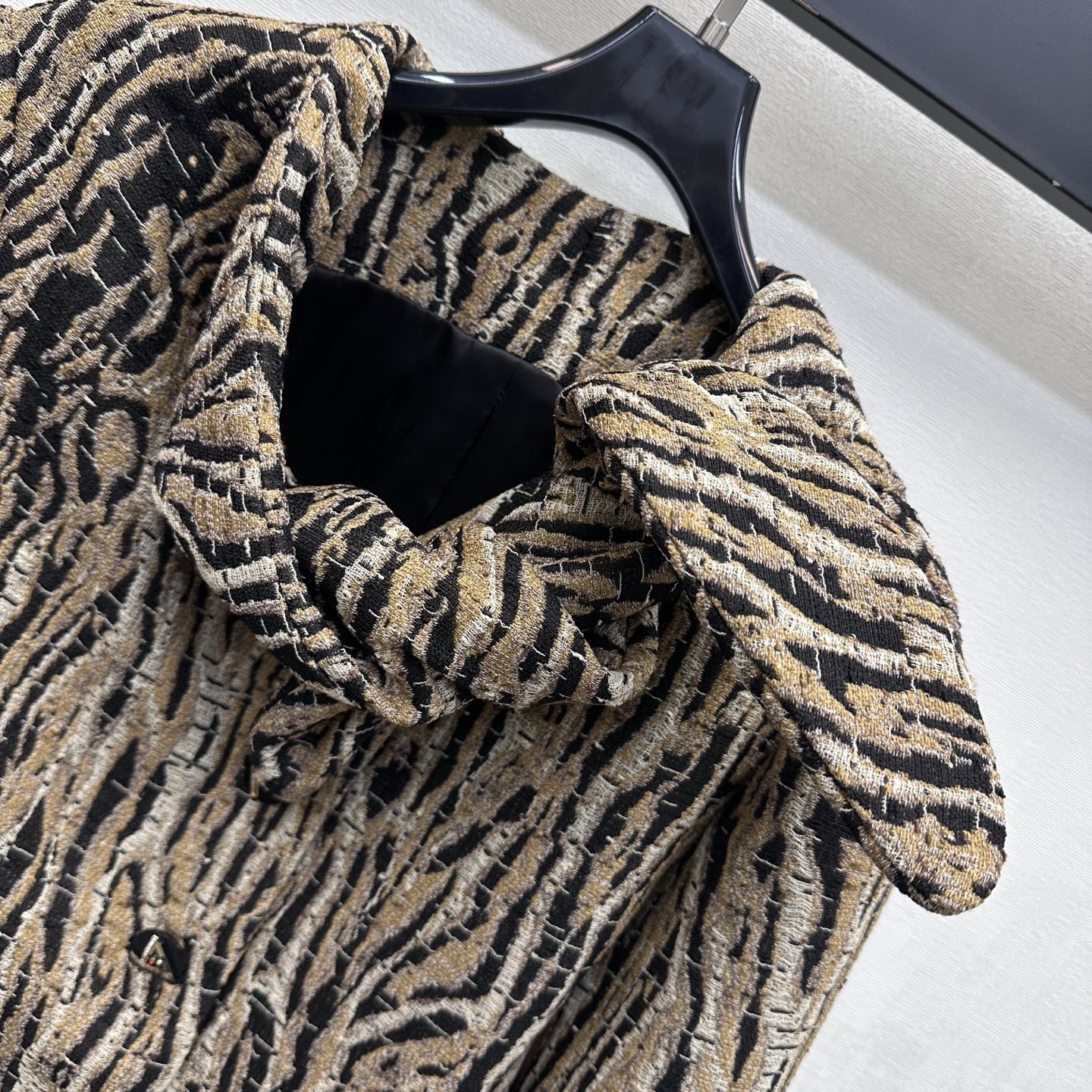 CHANEL Abstract Print Bow Neck Blouse