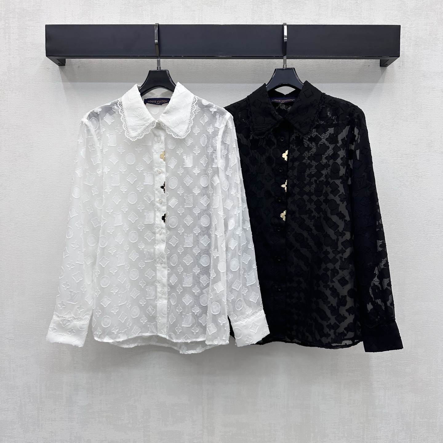louis vuitton monogram lace long sleeved shirt