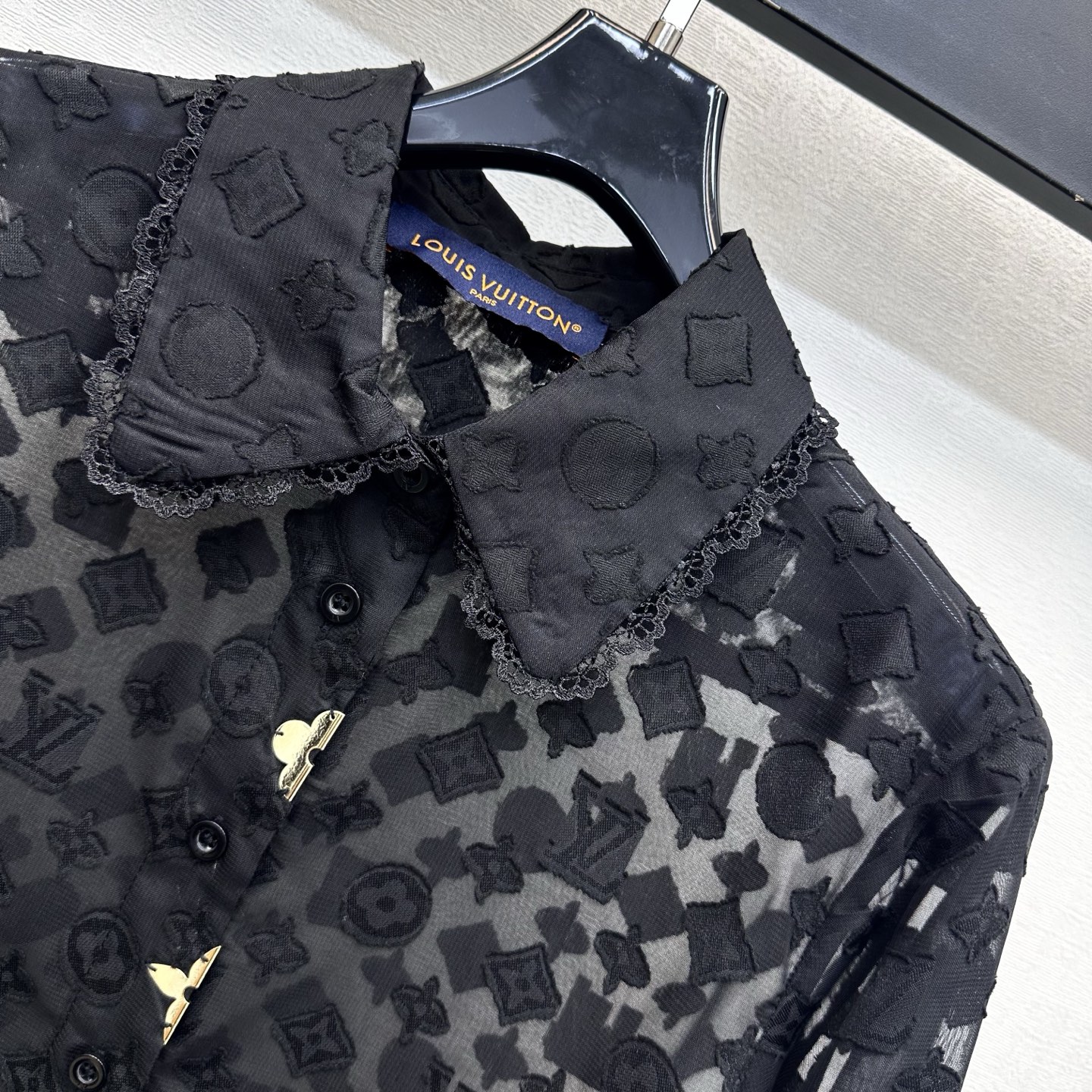 louis vuitton monogram lace long sleeved shirt