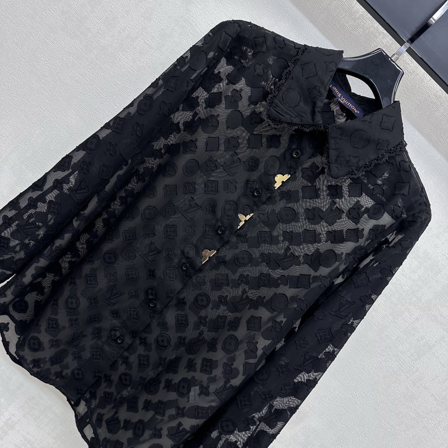 louis vuitton monogram lace long sleeved shirt