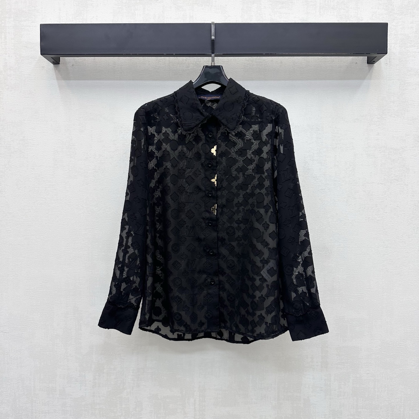 louis vuitton monogram lace long sleeved shirt