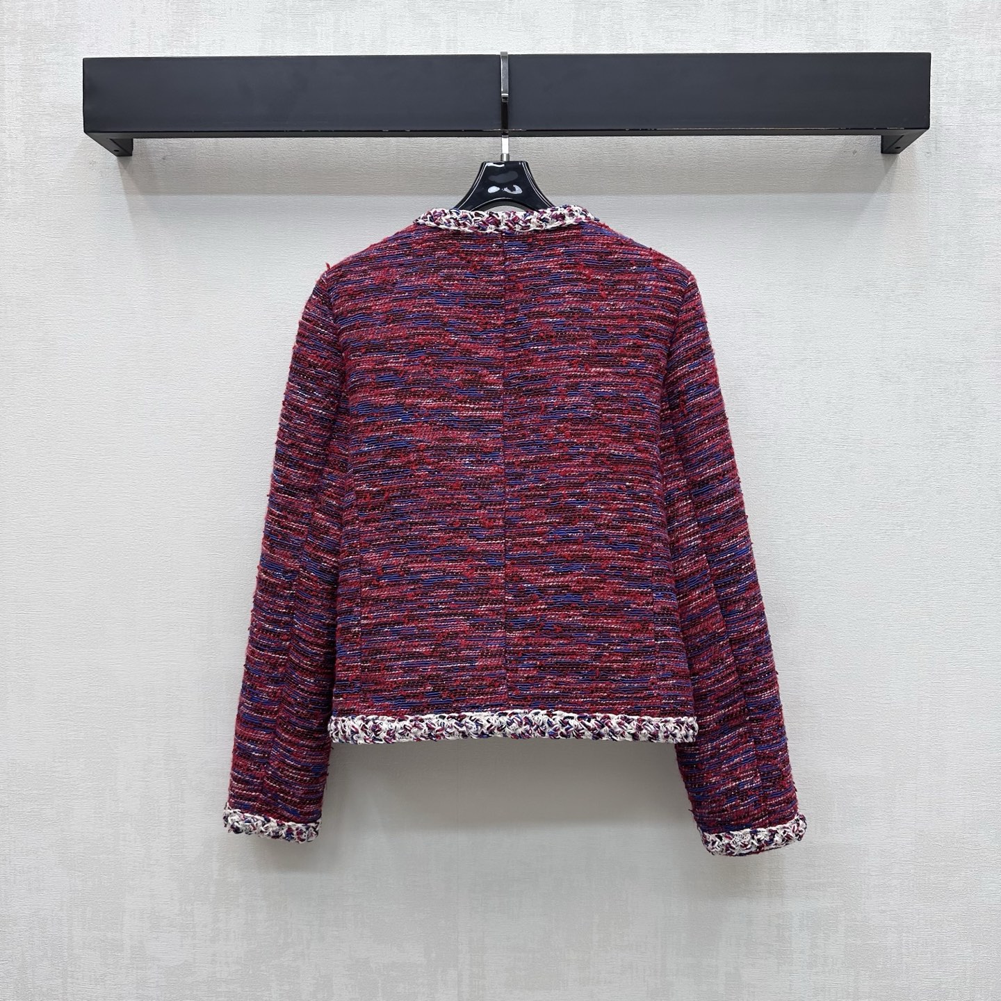 chanel red blue braided tweed jacket