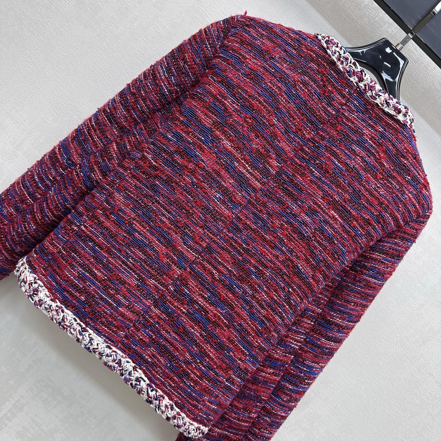 chanel red blue braided tweed jacket