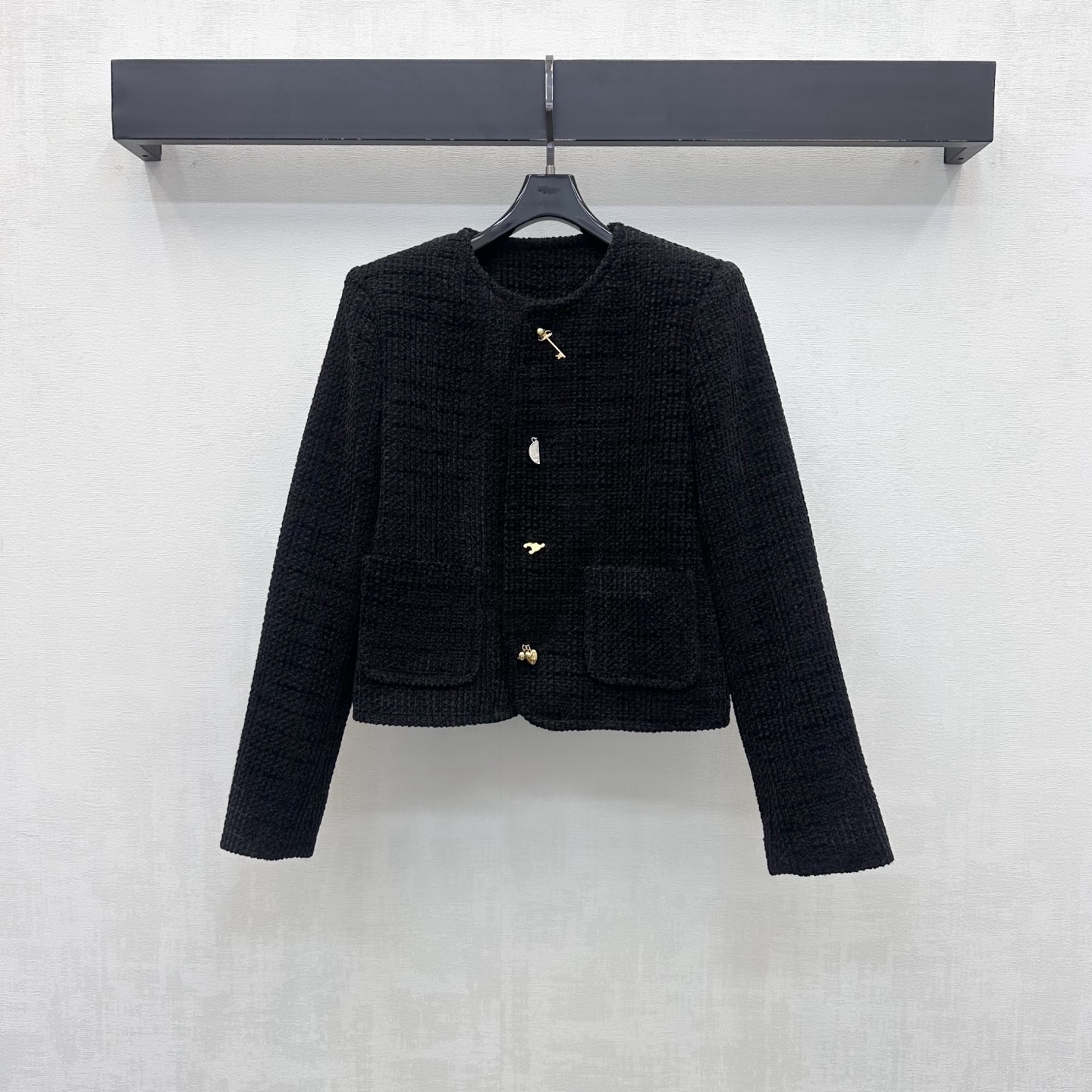 Celine Black Textured Button Jacket