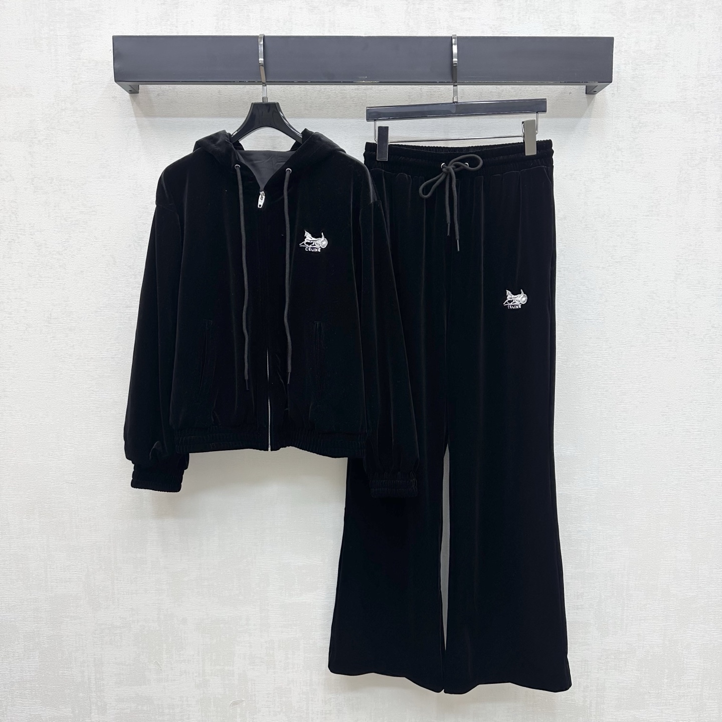 Celine Black Velour Zip Lounge Set