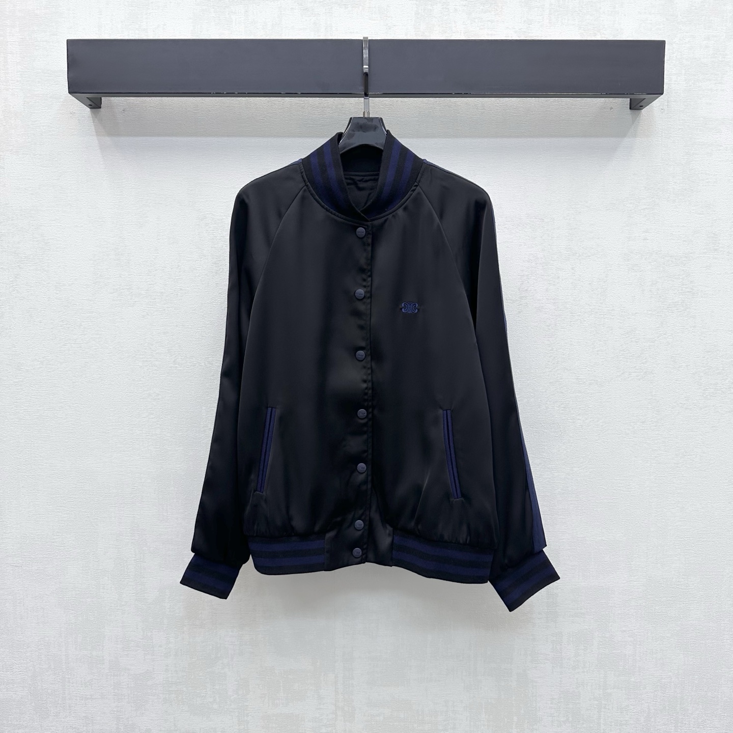 Celine Black Satin Zip Jacket