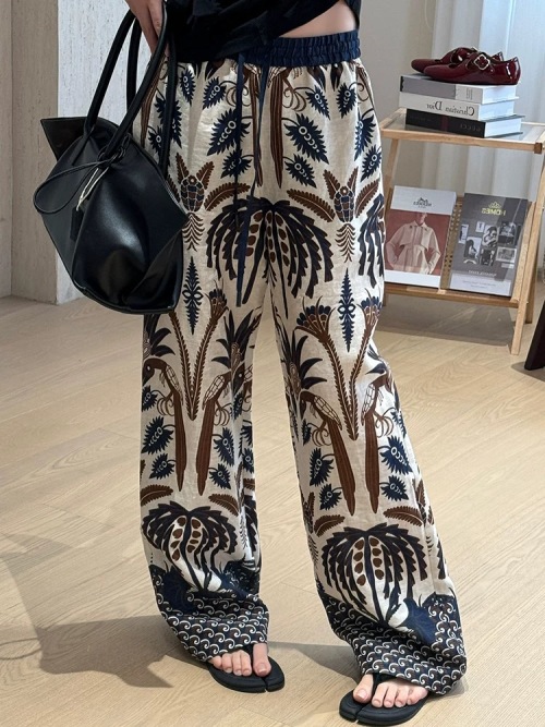 Bohemian Style Wide Leg Pants Floral Print High Waist Loose Fit Trousers 1 Bohemian Style Wide Leg Pants Floral Print High Waist Loose Fit Trousers