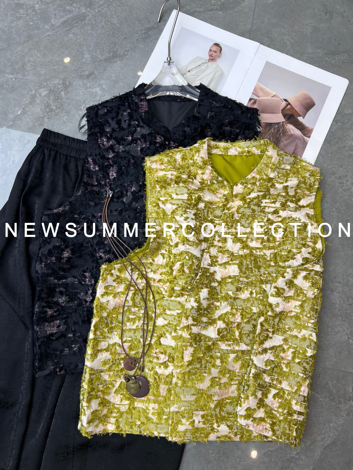 Elegant Chanel-Inspired Tweed Vest with Fringe Trim, Modern Mandarin Style