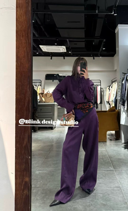 Elegant Purple Linen Set, Classic Loose Fit for Effortless Style 1 Elegant Purple Linen Set, Classic Loose Fit for Effortless Style