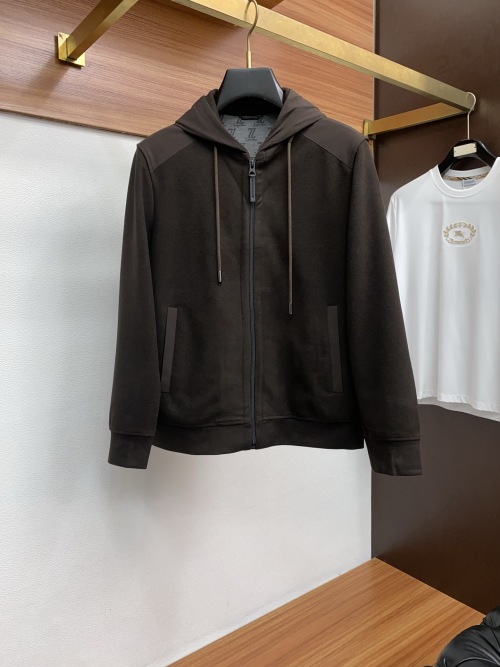 Men's Zegna 2025SS Early Autumn Brown Zip-Up Hoodie Jacket 1 Men's Zegna 2025SS Early Autumn Brown Zip-Up Hoodie Jacket