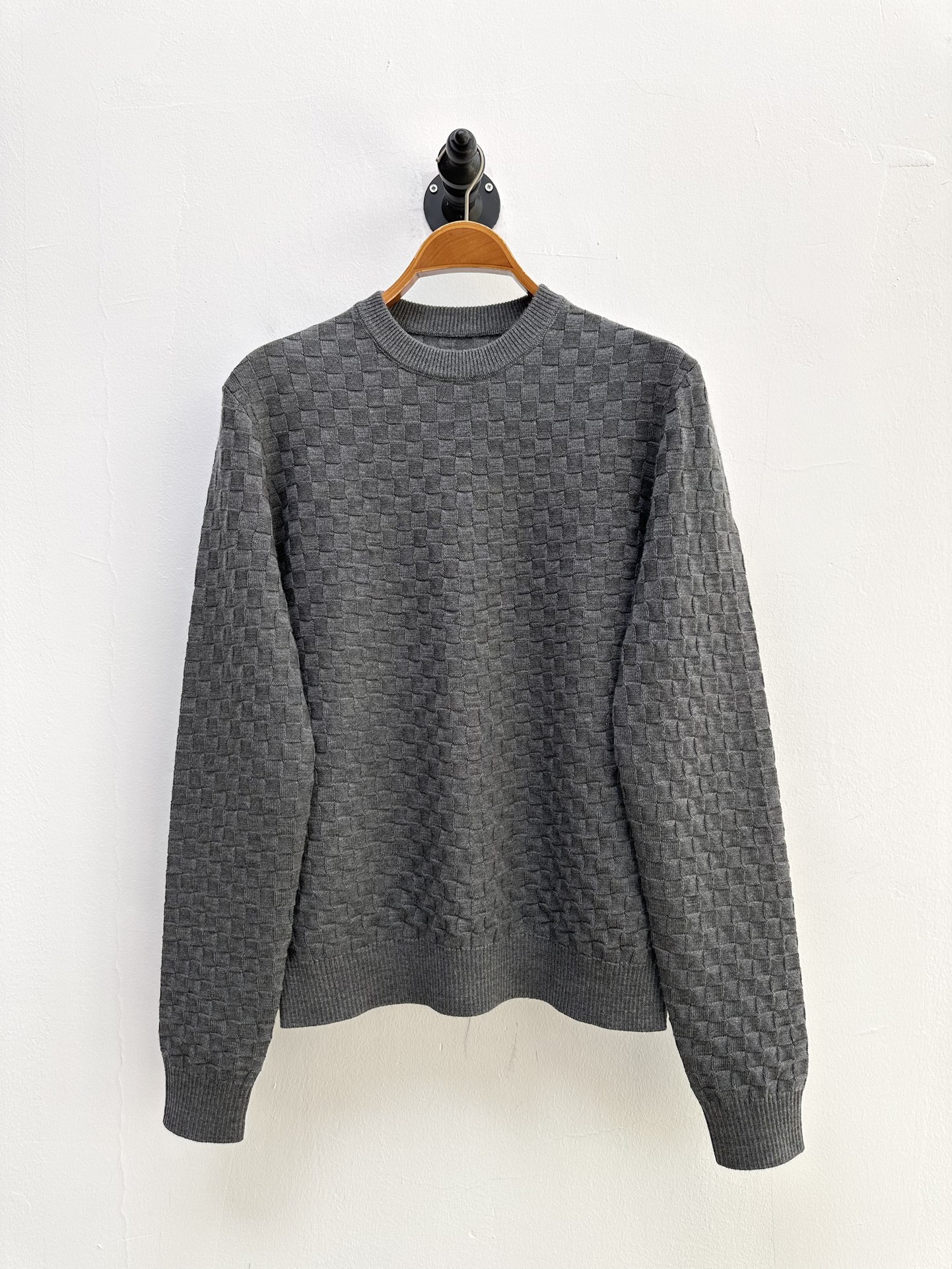 Louis Vuitton Clothing Sweatshirts Black Grey Men Fabric Wool