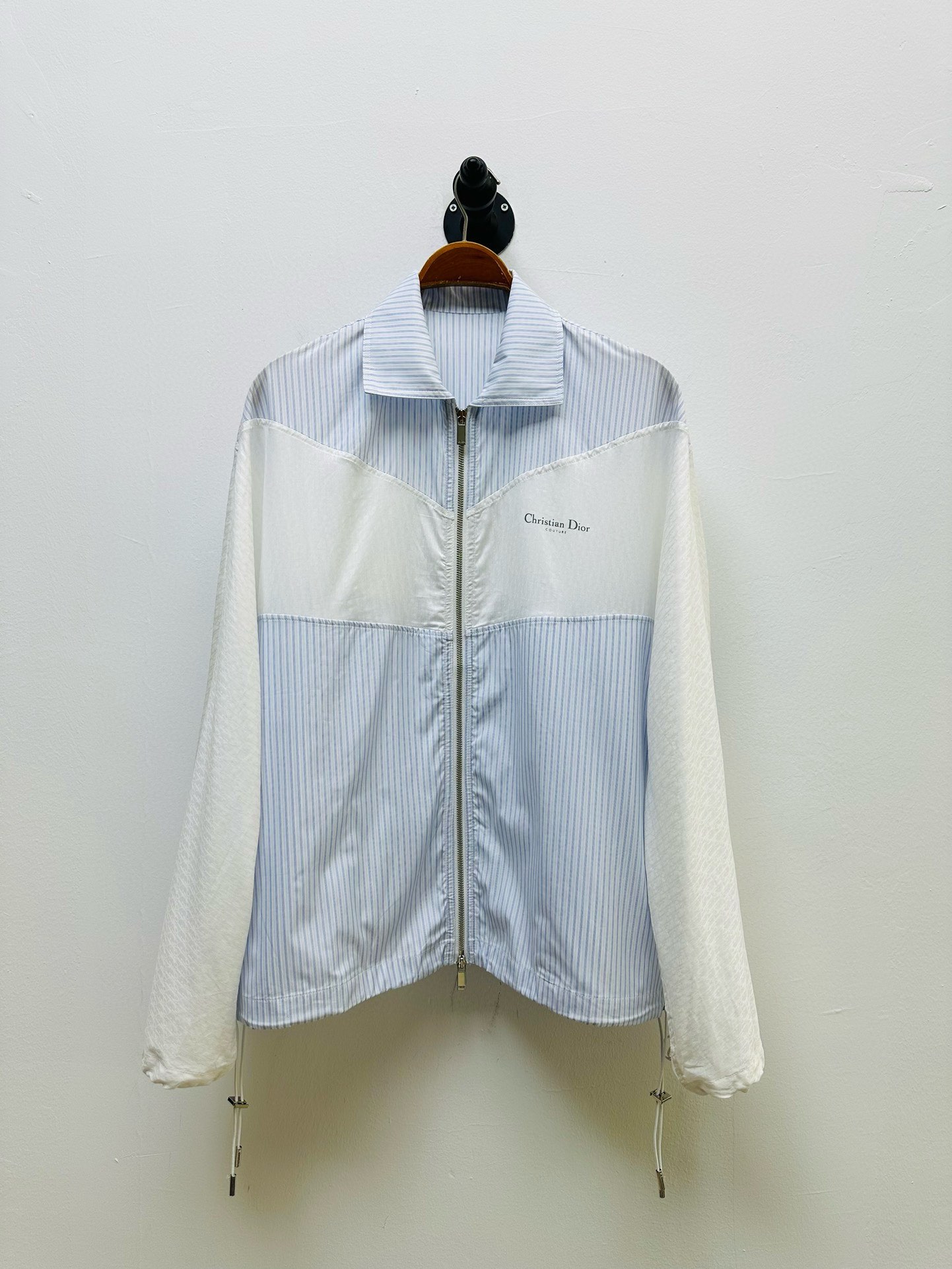 Blue Striped Zip Front Jacket