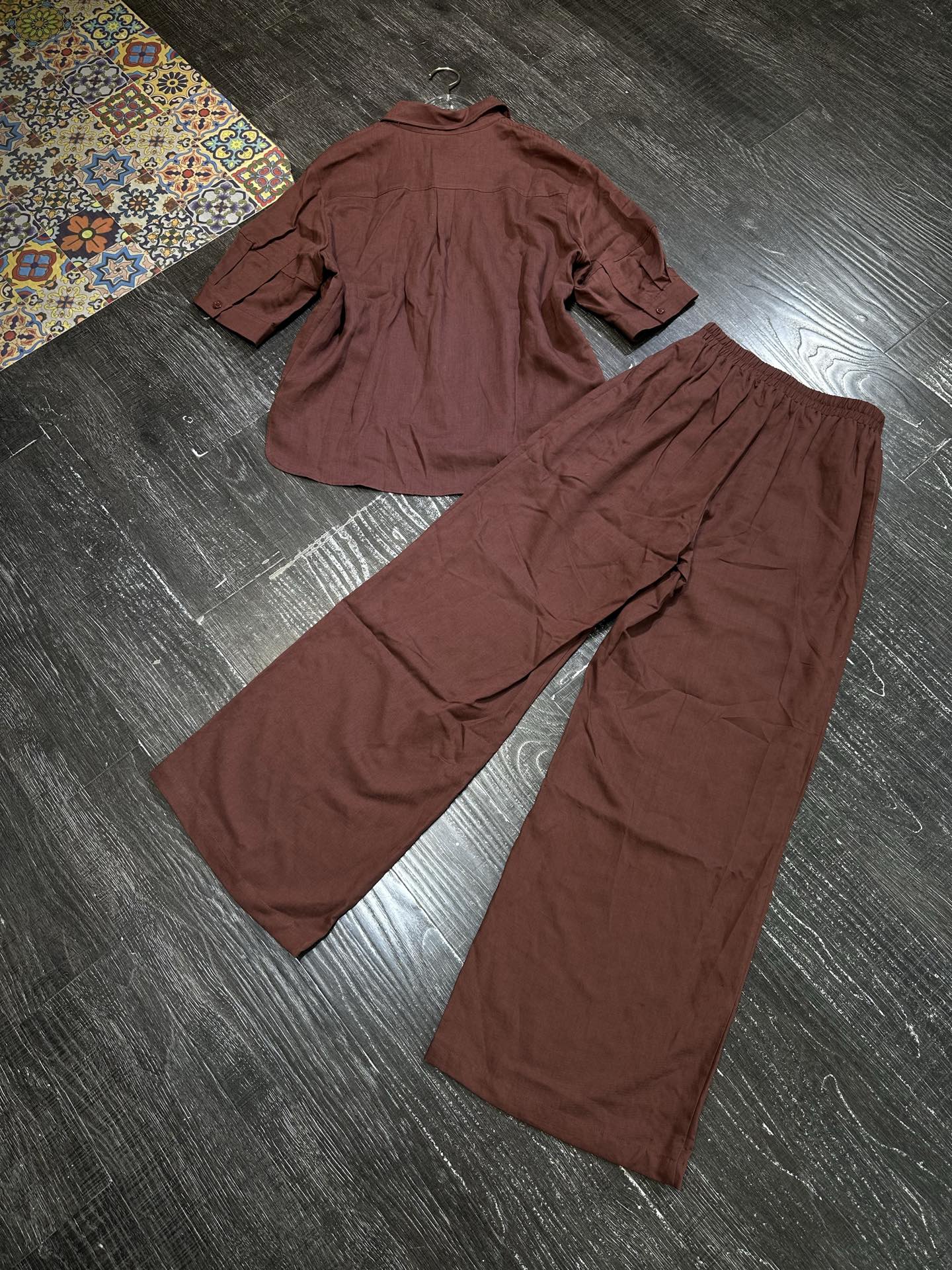 High Quality Women’s Clothes: Merad Heavy Linen Polo Shirts & Broad-Legged Pants - 图片 8