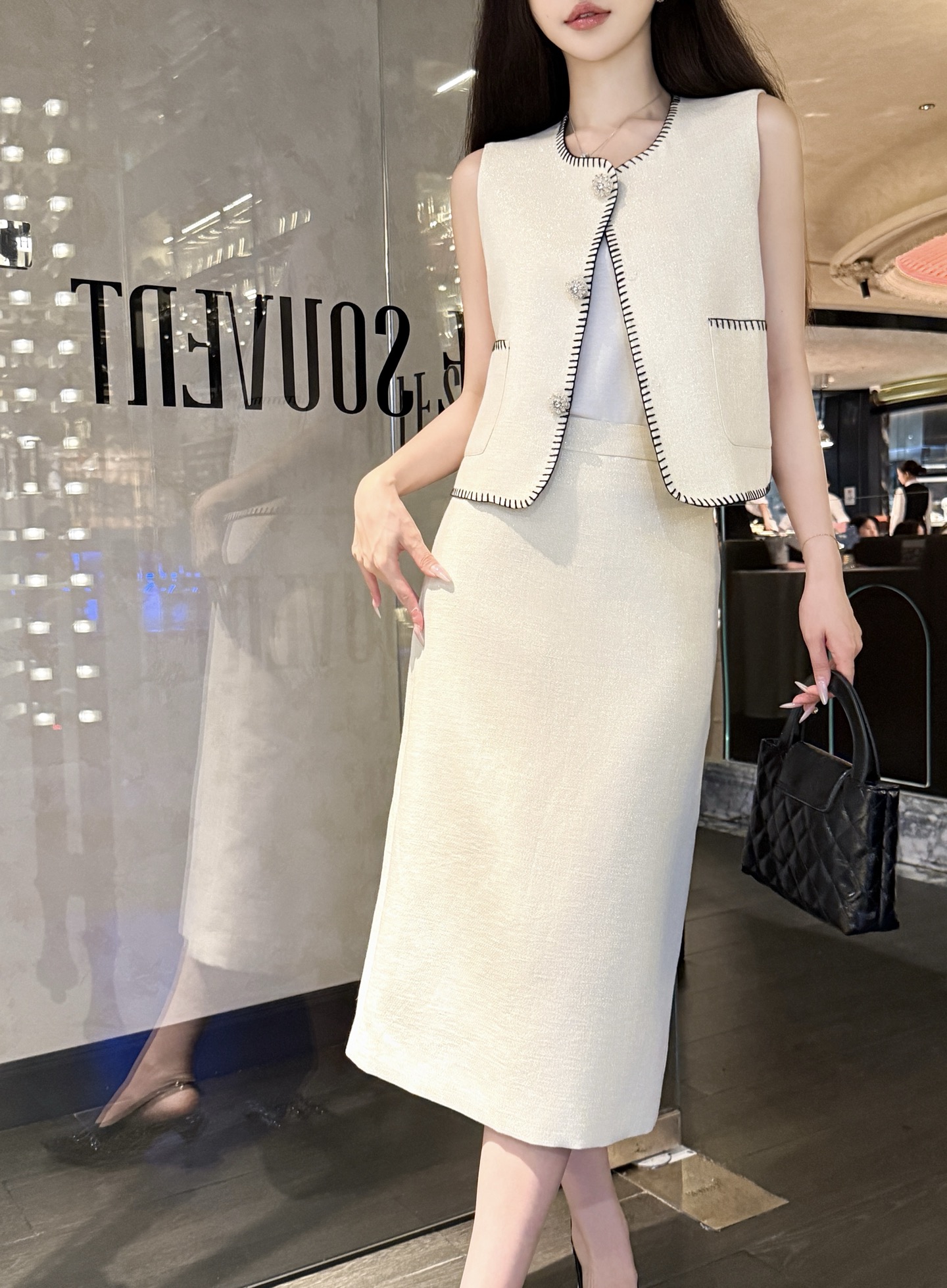 Elegant Tweed Vest and Midi Skirt Set - French Style, Slim Fit 3 i1755831502755 3136 0 3