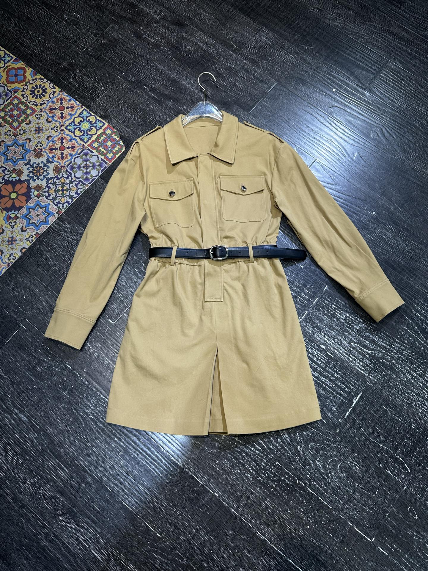 Elegant Women's Khaki Workwear Style Jumpsuit with Belt - Versatile & Chic 4 i1755836569810 6882 0 3