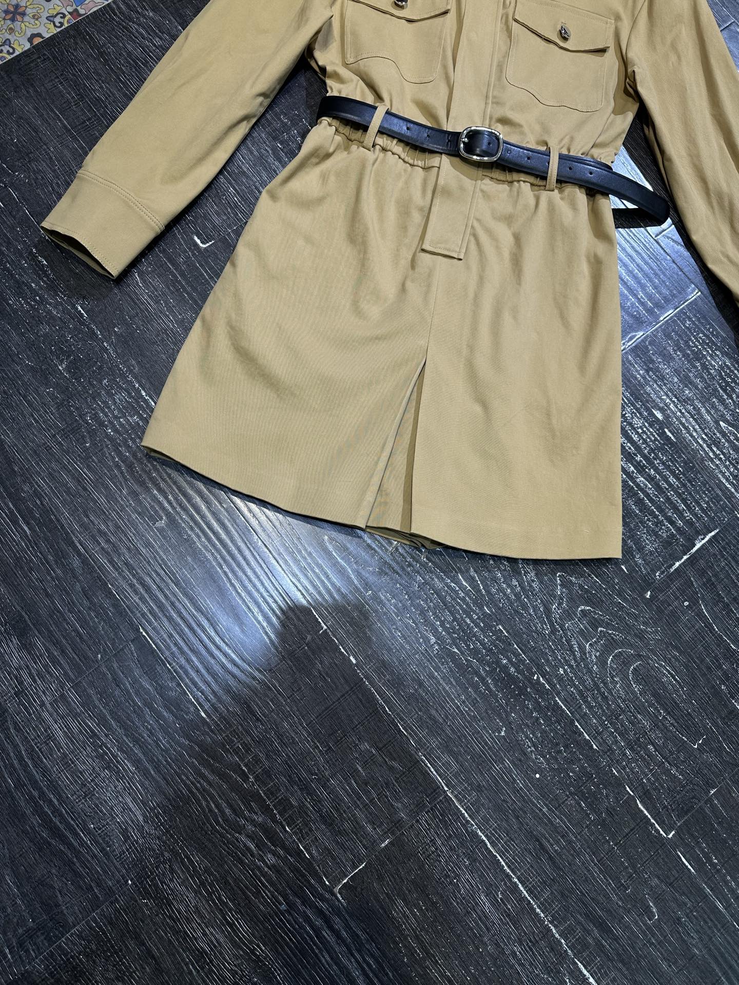Elegant Women's Khaki Workwear Style Jumpsuit with Belt - Versatile & Chic 6 i1755836571261 6684 0 5