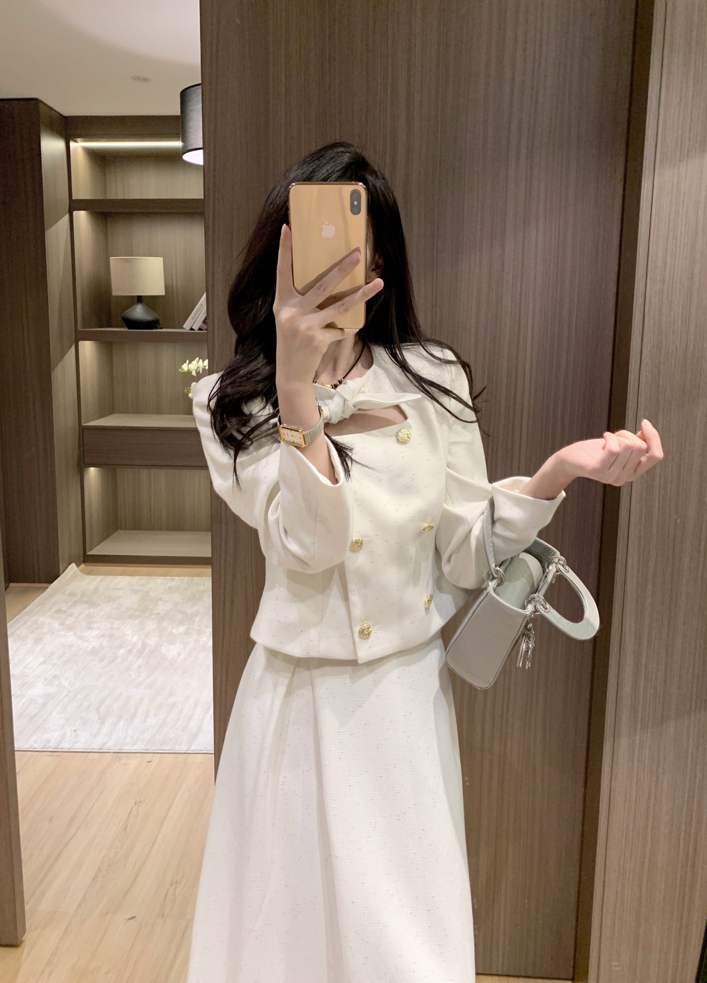 Elegant Women's Suit Set - Neck Tie, Double-Breasted Jacket & High Waist Skirt 2 i1757821369115 6491 0 1