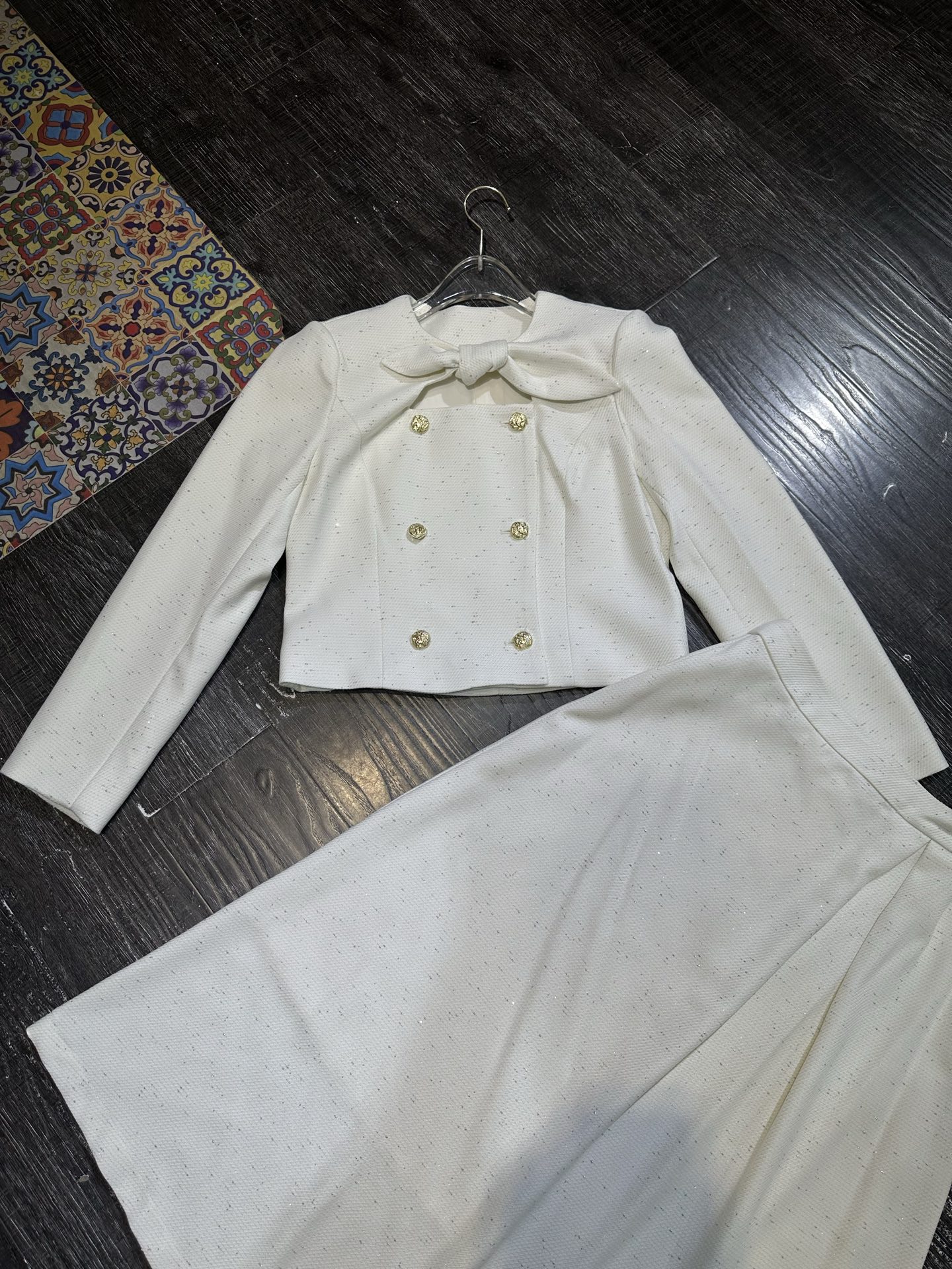 Elegant Women's Suit Set - Neck Tie, Double-Breasted Jacket & High Waist Skirt 5 i1757822418246 7049 0 4