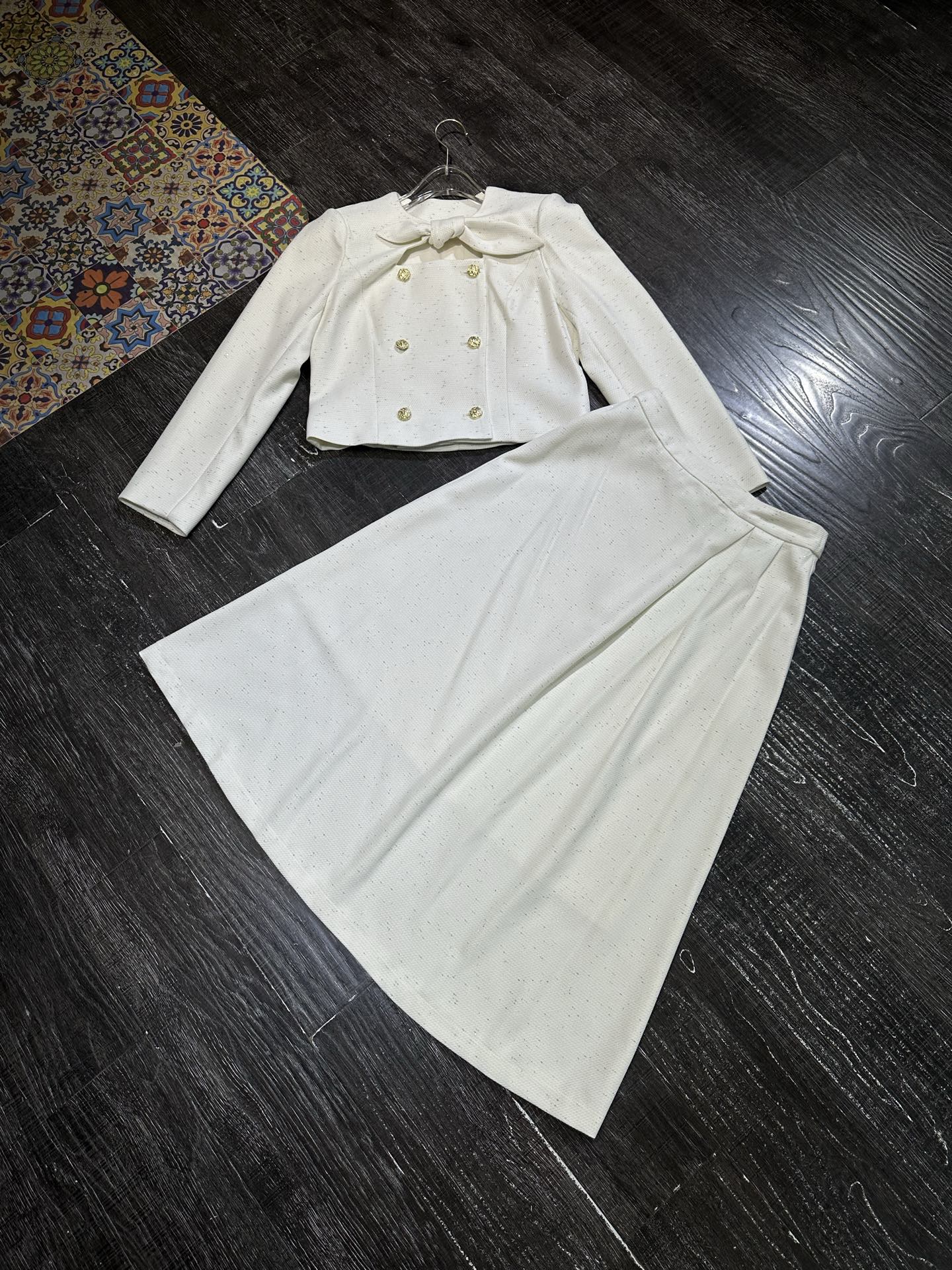 Elegant Women's Suit Set - Neck Tie, Double-Breasted Jacket & High Waist Skirt 4 i1757822419067 2386 0 3