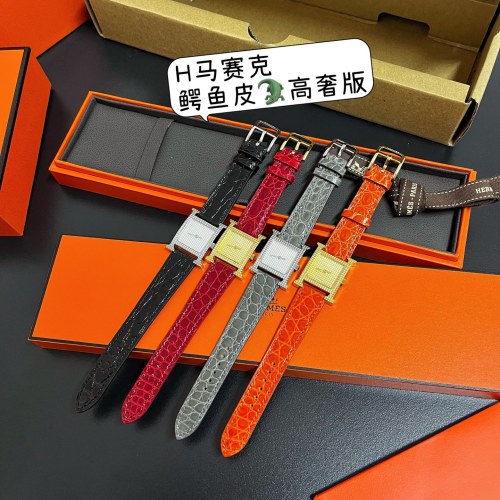 Hermes Heure H Ladies Watch Mosaic Dial Leather/Alligator Band 1 Hermes Heure H Ladies Watch Mosaic Dial Leather/Alligator Band