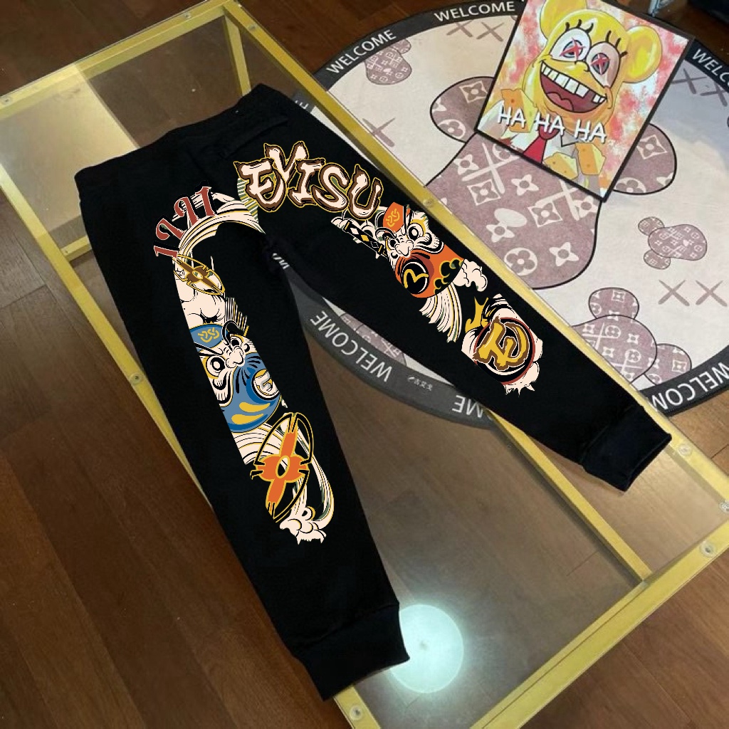 Pantalones deportivos largos casuales de algodón puro para hombre EVISU Fukujin 2024 otoño nuevo estilo con e…