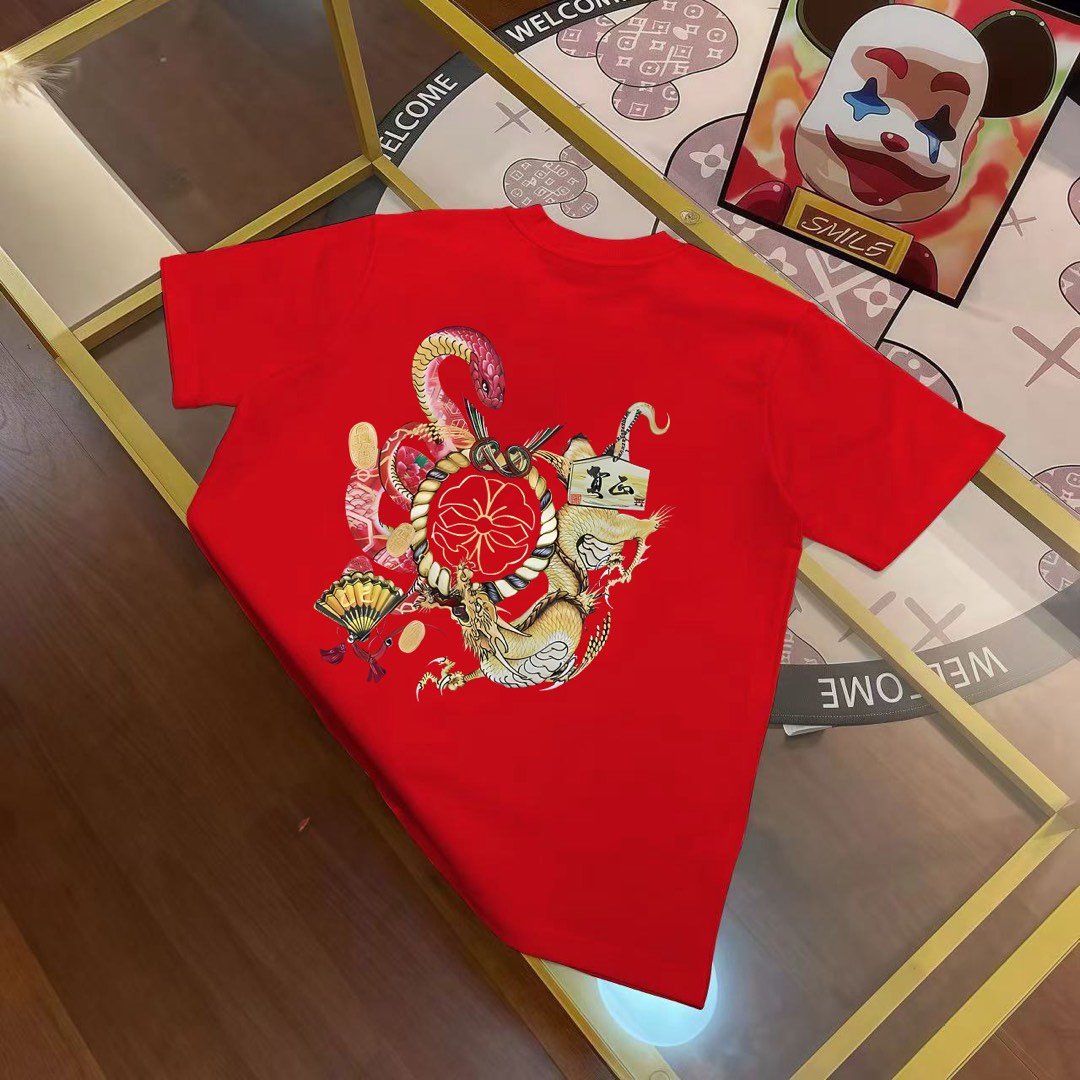 Camiseta de manga corta para hombre, tejido pesado de 300 g, edición limitada del Año de la Serpiente, EVISU …